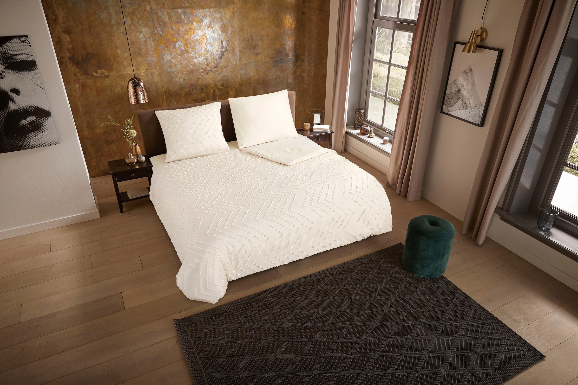 PURE luxury collection Bettwäsche »Zigzag«, Mikrofaser, 135x200, 2 Teilig, Pflegeleicht, Reißverschluss, Luxe, Uni