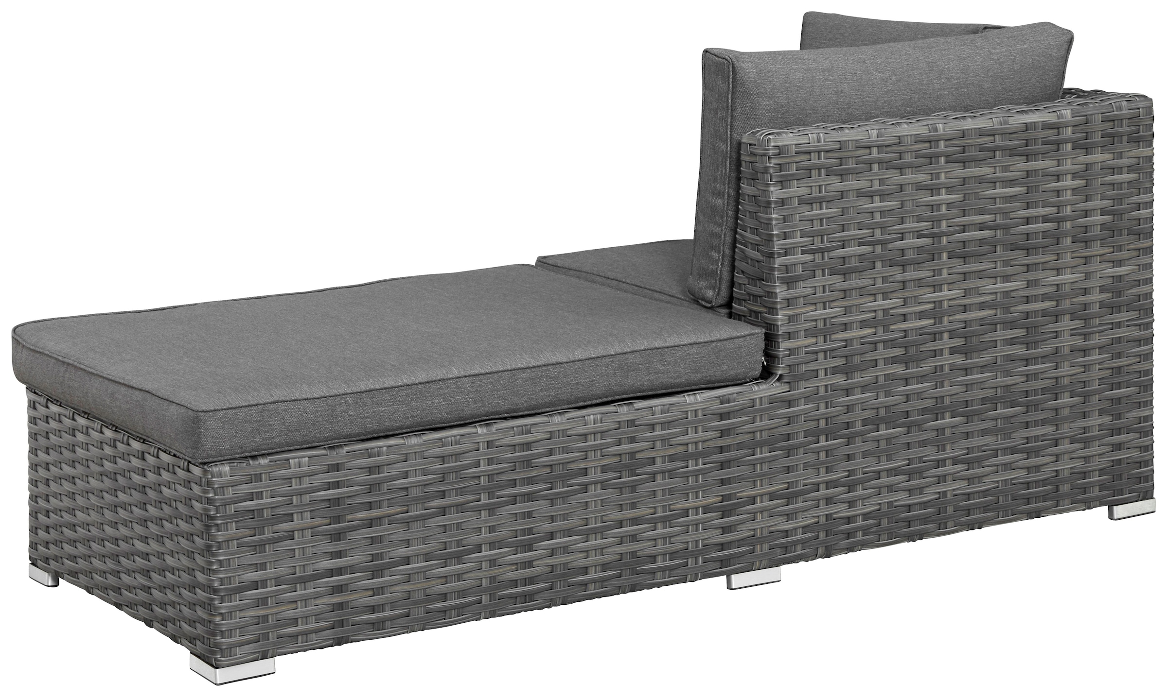 KONIFERA Gartenlounge-Set »New York«, (21 tlg., 1x 3er AZ-Sofa, 1x Ecke, 1x Sessel, 1x Ottomane mit Staufach, 1x Tisch), Tisch 110x65 cm, Aluminium,Polyrattan,individuell stellbar,10 Personen