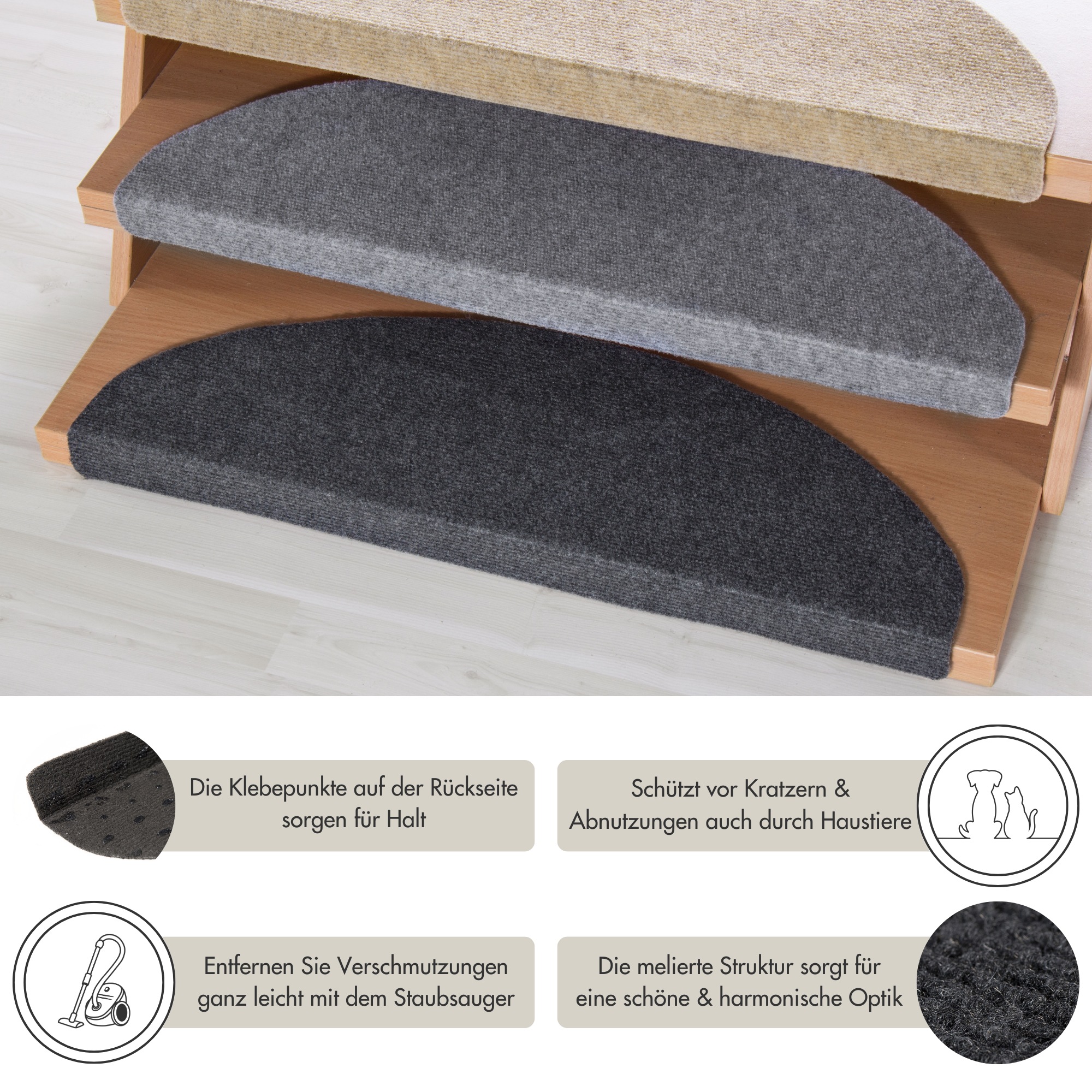 Andiamo Stufenmatte »Paris, Made in Poland« halbrund 2 mm Höhe selbstklebend, 15 Stück in einem Set