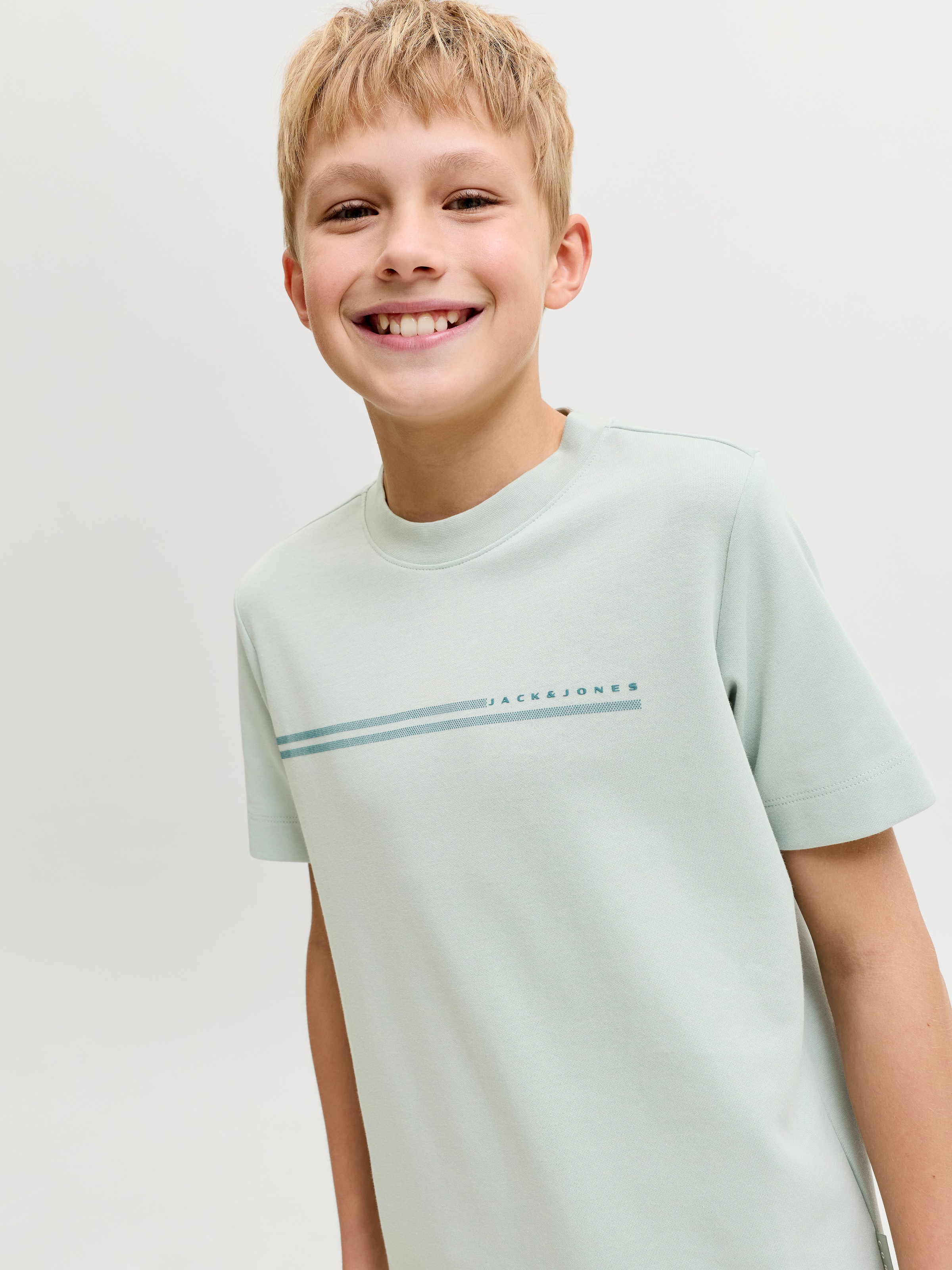 Jack & Jones Junior T-Shirt »JCOFUSION CHEST BRAND TEE SS CN JNR« Materialmix, regular Fit, Kurzarm