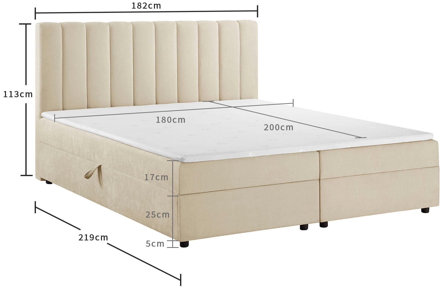 OTTO home Boxbett »Haileyy inkl. Bettkasten und Topper, Liegefläche 180x200cm« erhältlich in der Größe 180x200 cm, inkl. Aufbauvideo