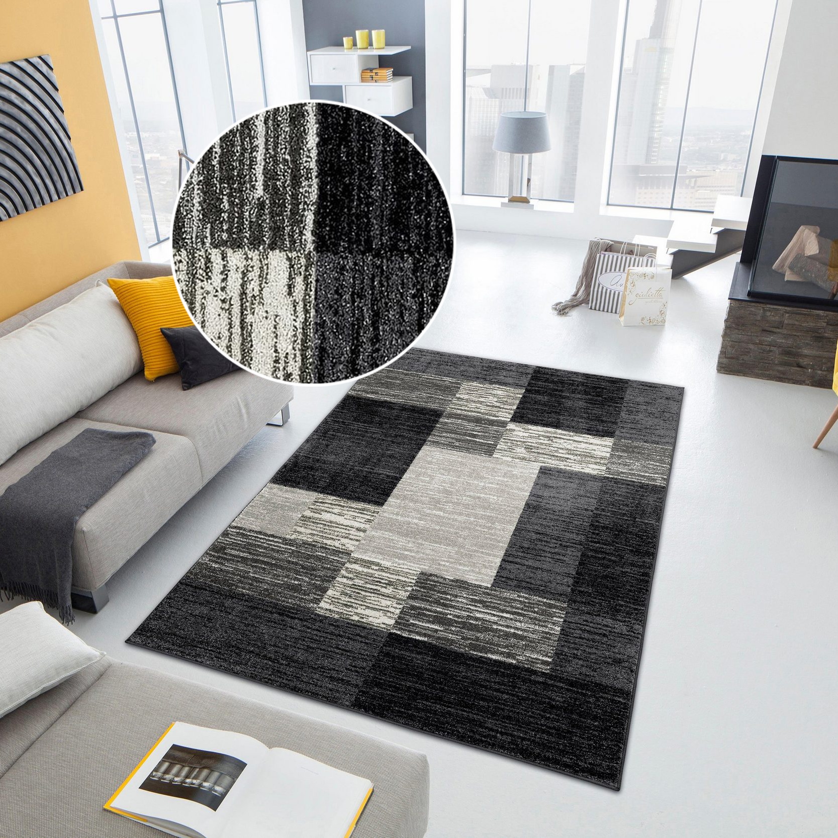 OTTO home Teppich »Melvin« rechteckig 8 mm Höhe schön weich, Kurzflor Teppich Karo-Muster, Wohnzimmer, Esszimmer