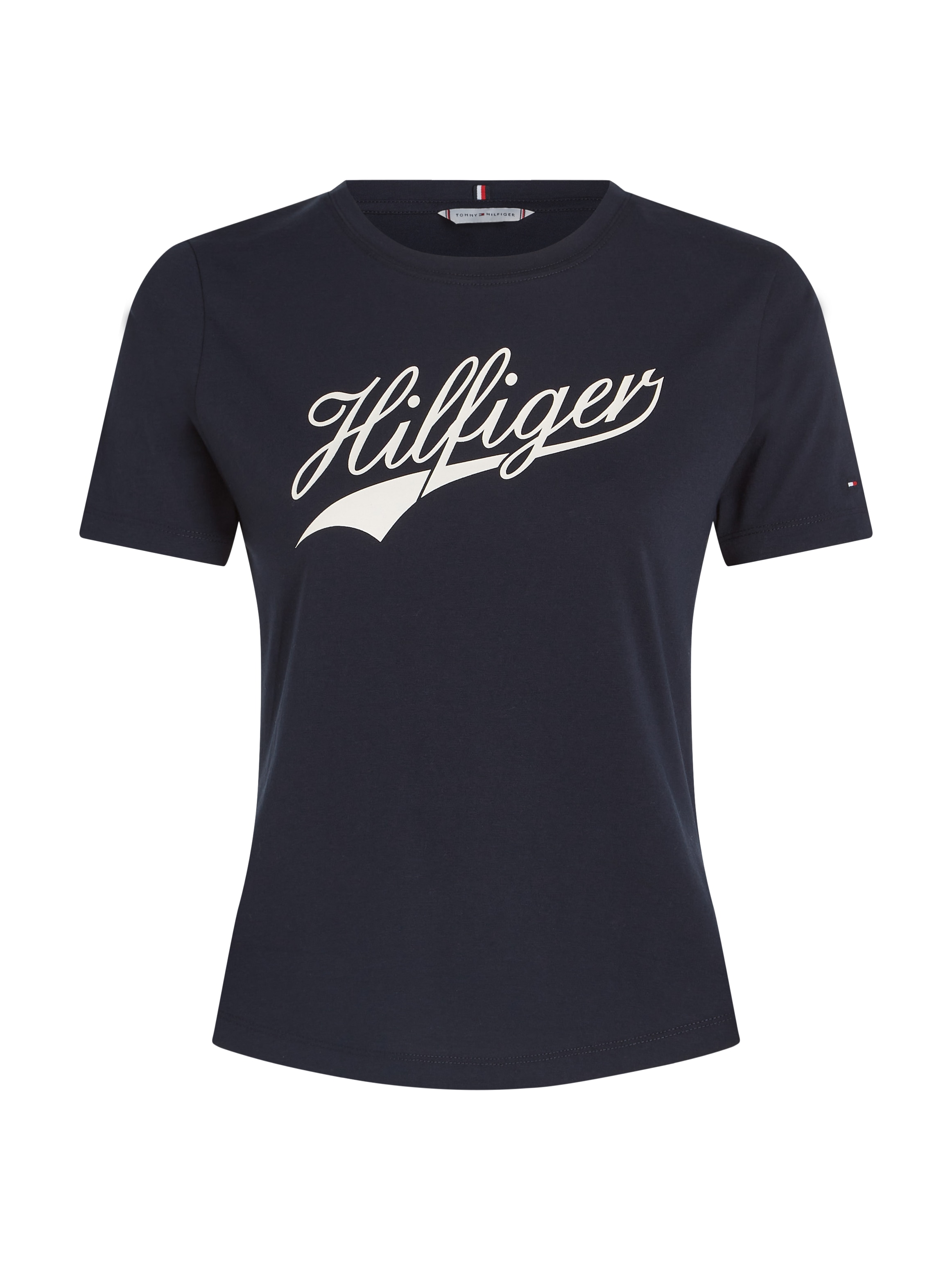 Tommy Hilfiger Rundhalsshirt »SLIM H85 C-NK SS TEE SS«, mit großem Hilfger Logo-Schriftzug