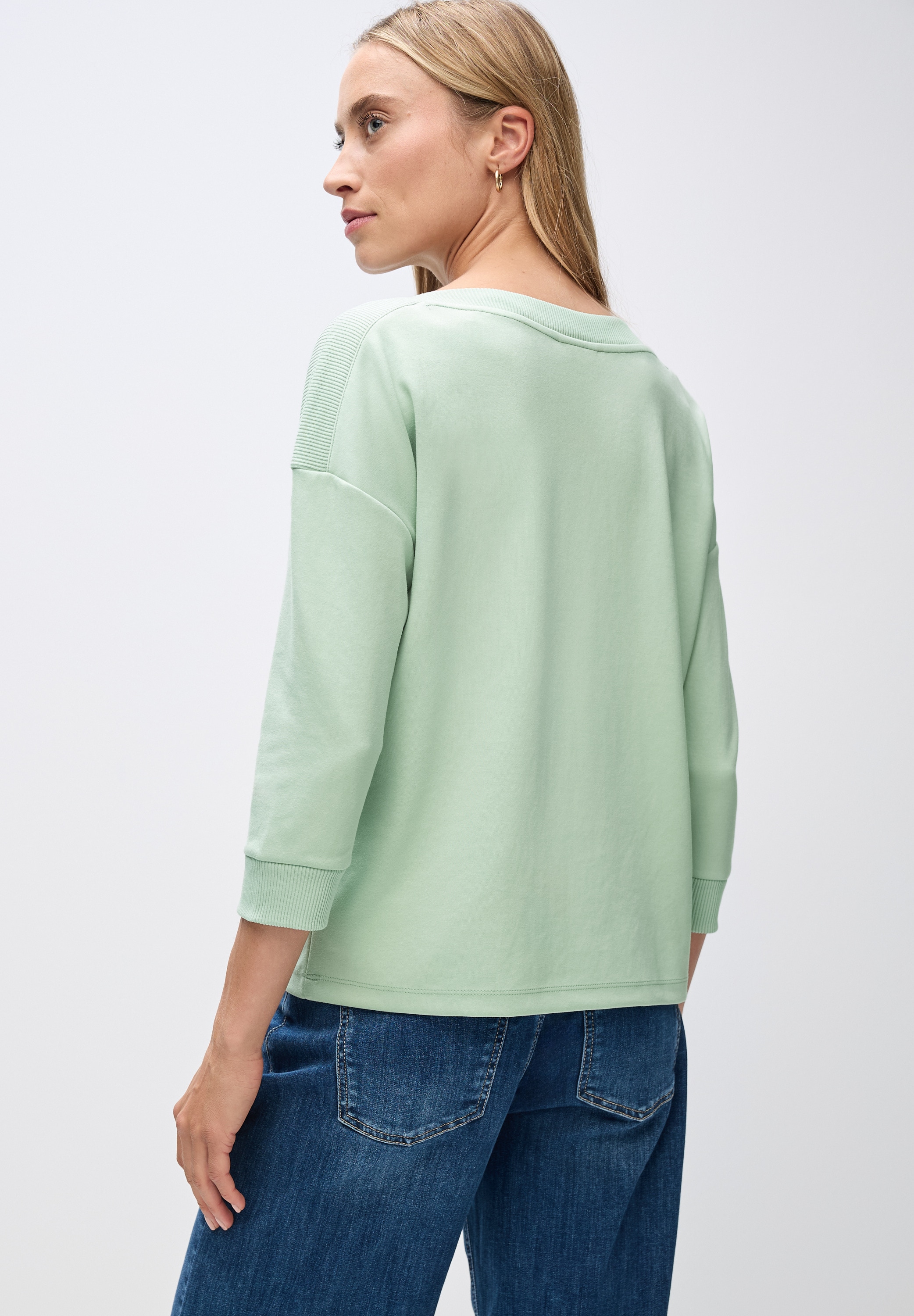 STREET ONE 3/4-Arm-Shirt, Strick-Shirt mit U-Boot-Ausschnitt
