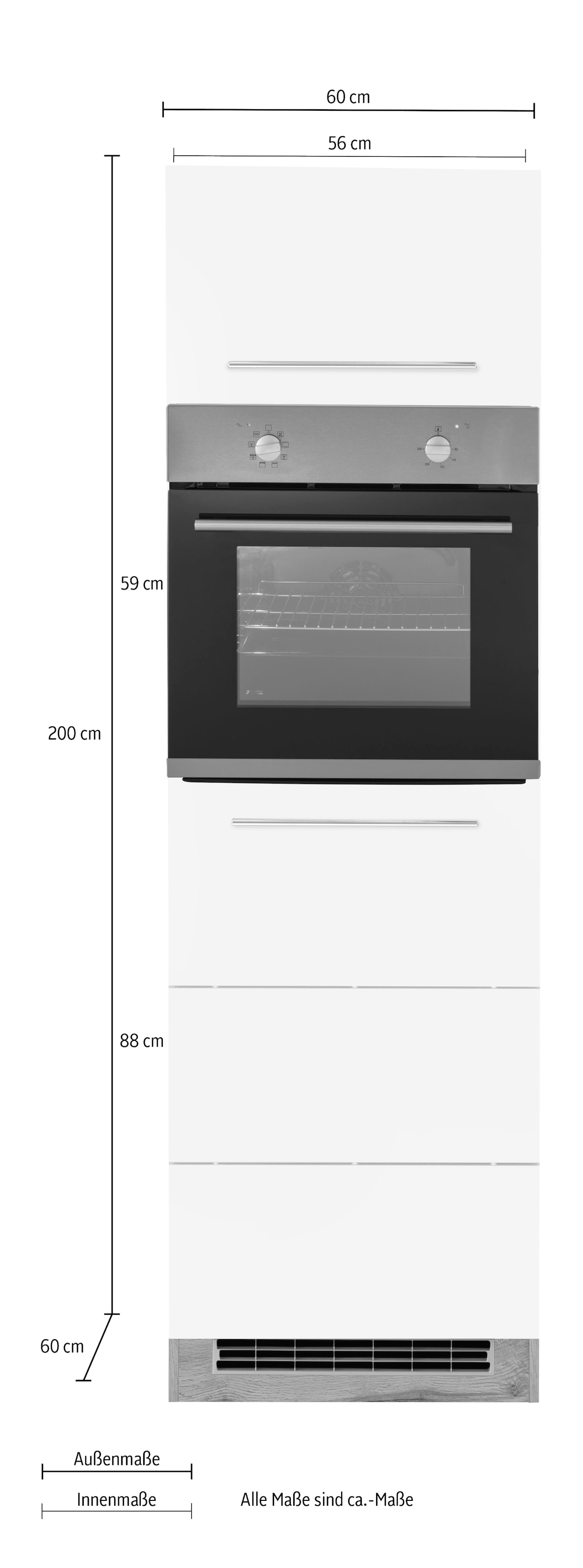 KOCHSTATION Backofenumbauschrank »KS-Wien«, 60 cm breit, 200 cm hoch, für autarken Backofen