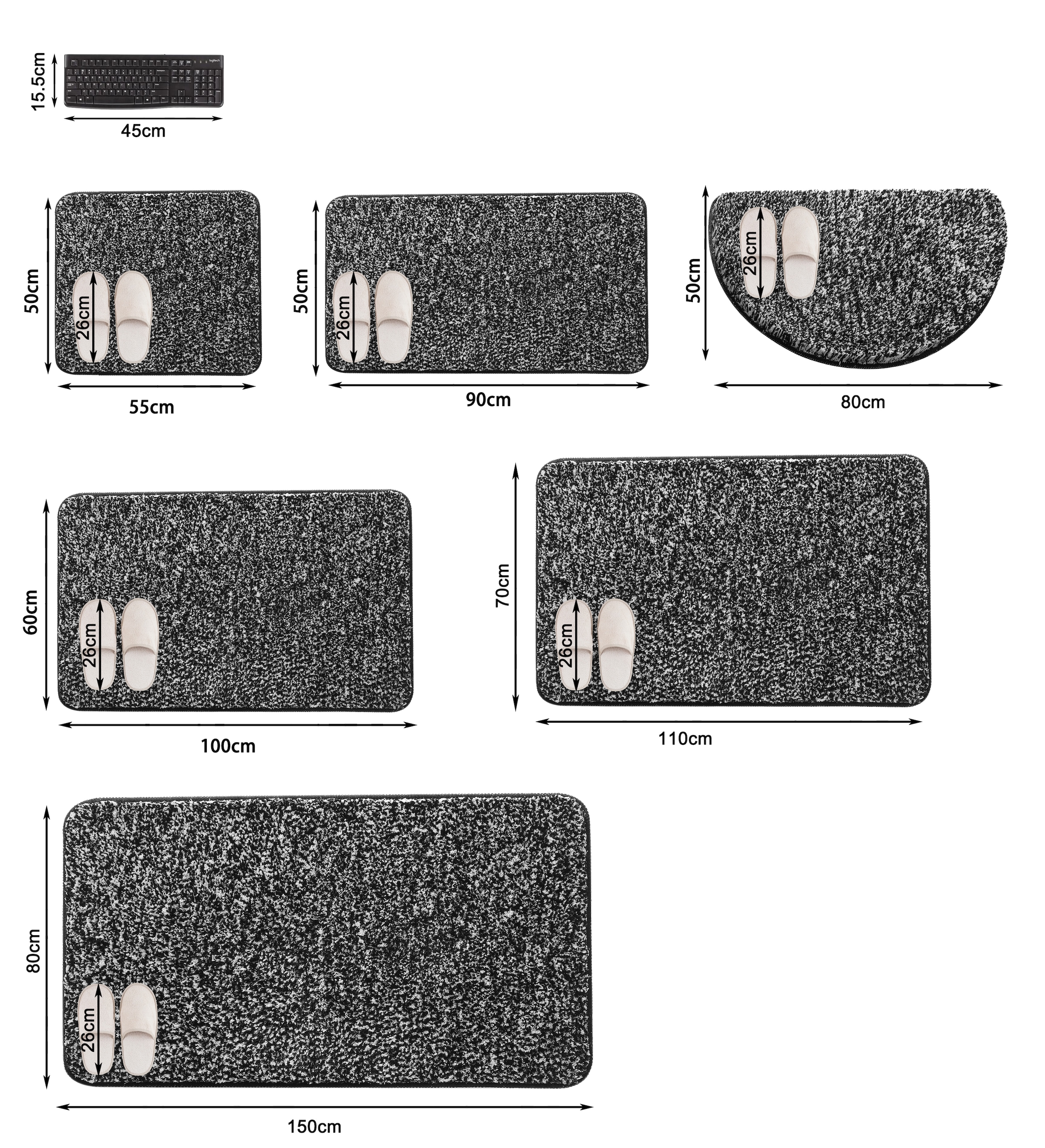 OTTO home Badematte »Vanessa meliert, Badvorleger, Badezimmer Teppich, Duschvorleger« Höhe 20 mm rutschhemmend beschichtet strapazierfähig Badteppich, weiche Haptik, unifarben