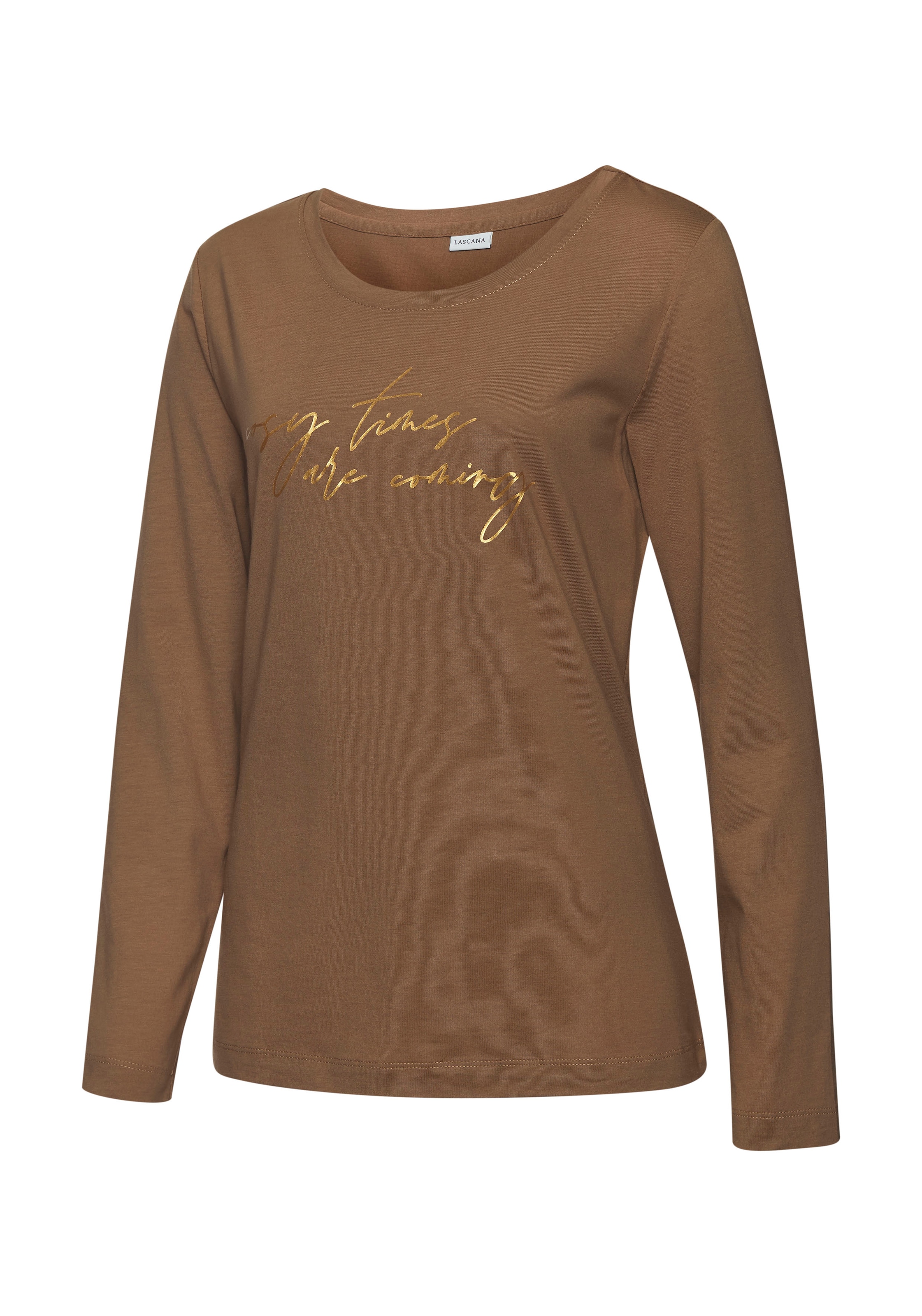 LASCANA Pyjamaoberteil, mit Folienprint