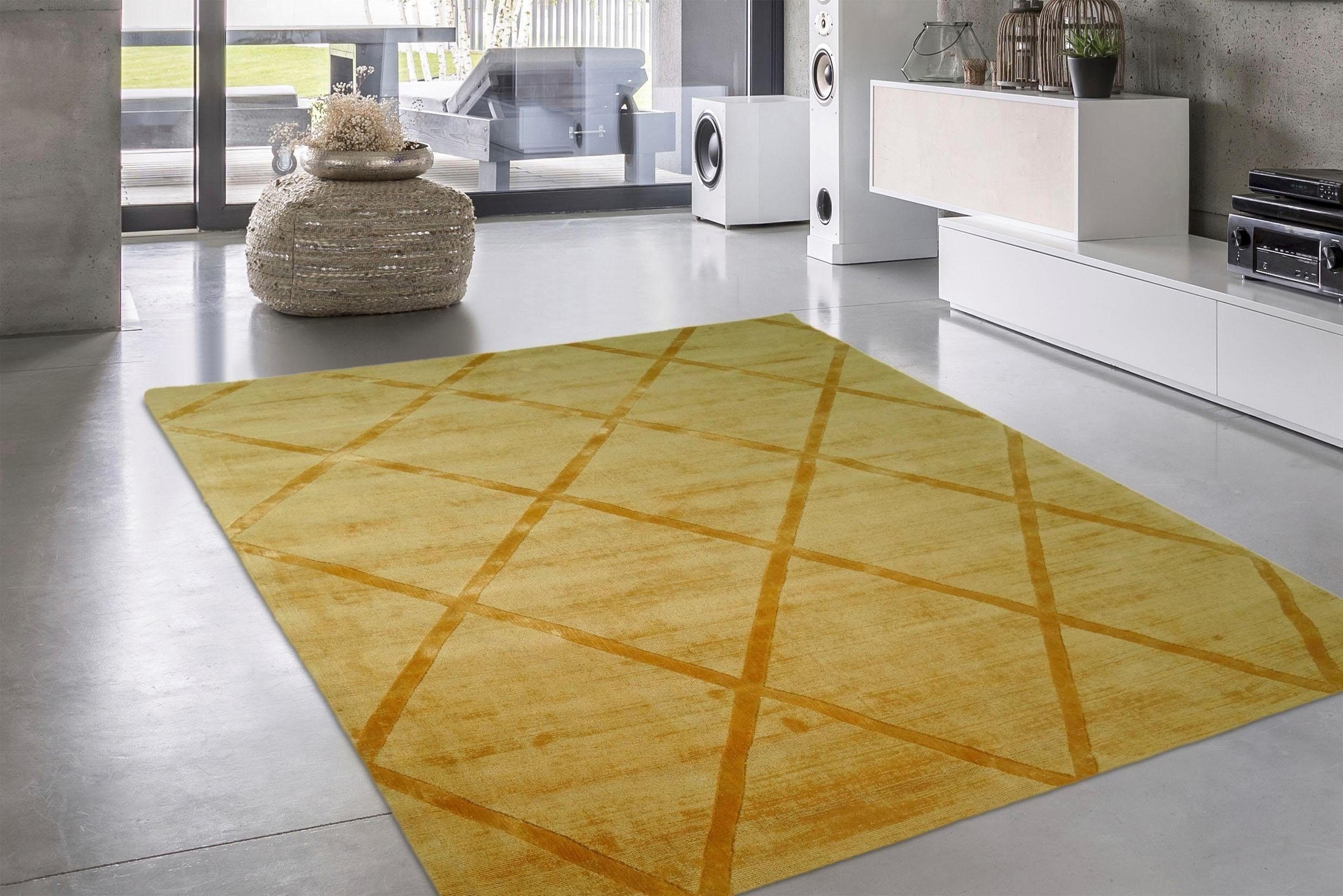 calo-deluxe Teppich »Viteox 210« rechteckig 13 mm Höhe Viskose, Kurzflor, Wohnzimmer