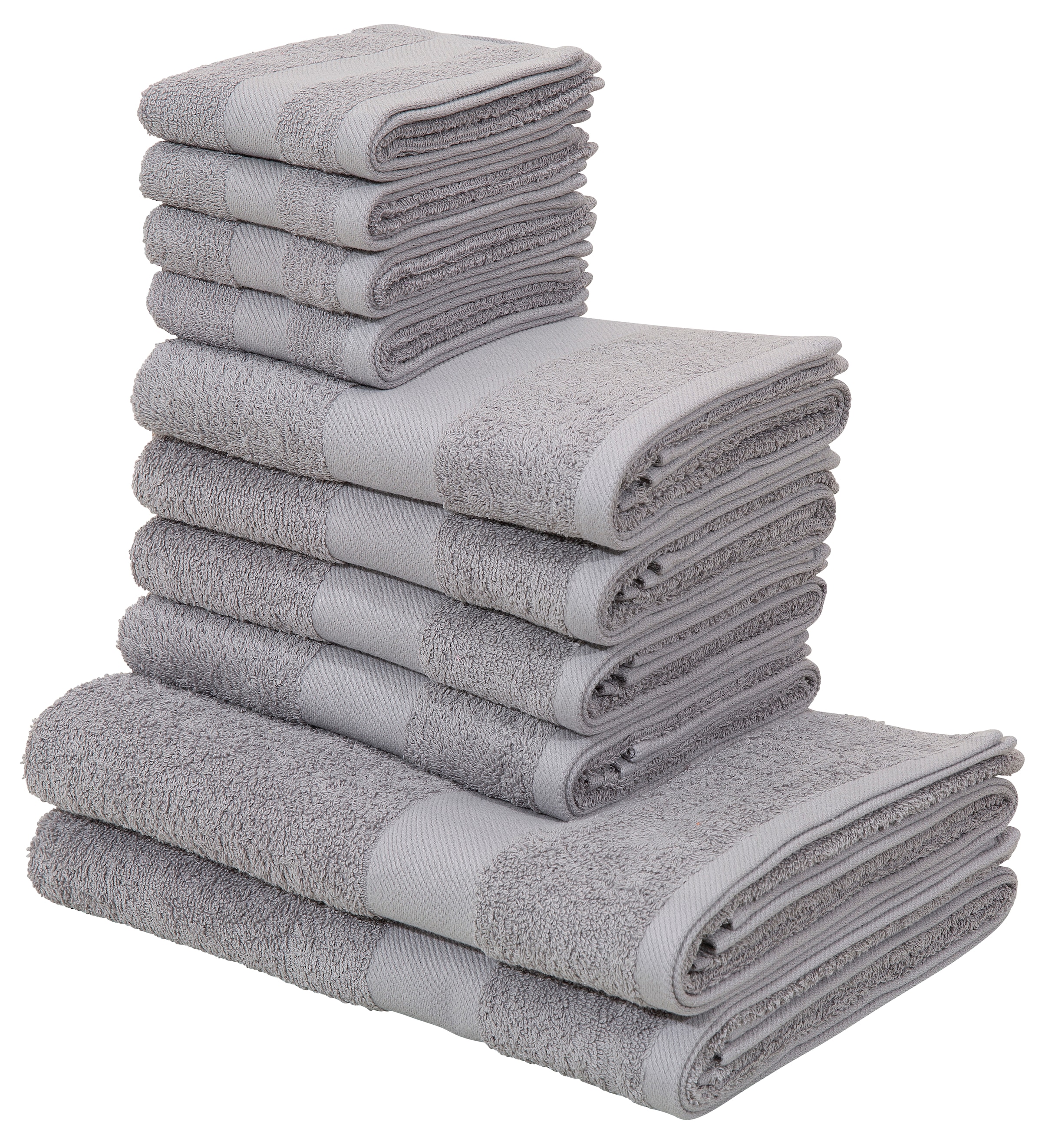 OTTO home Handtuch Set "Melli, 2 Duschtücher 70x140, 4 Handtücher 50x100, 4 Gästetücher 30x50" Set Walkfrottee Handtuchset in dezenten Farben mit Bordüre, 100% Baumwoll-Handtücher
