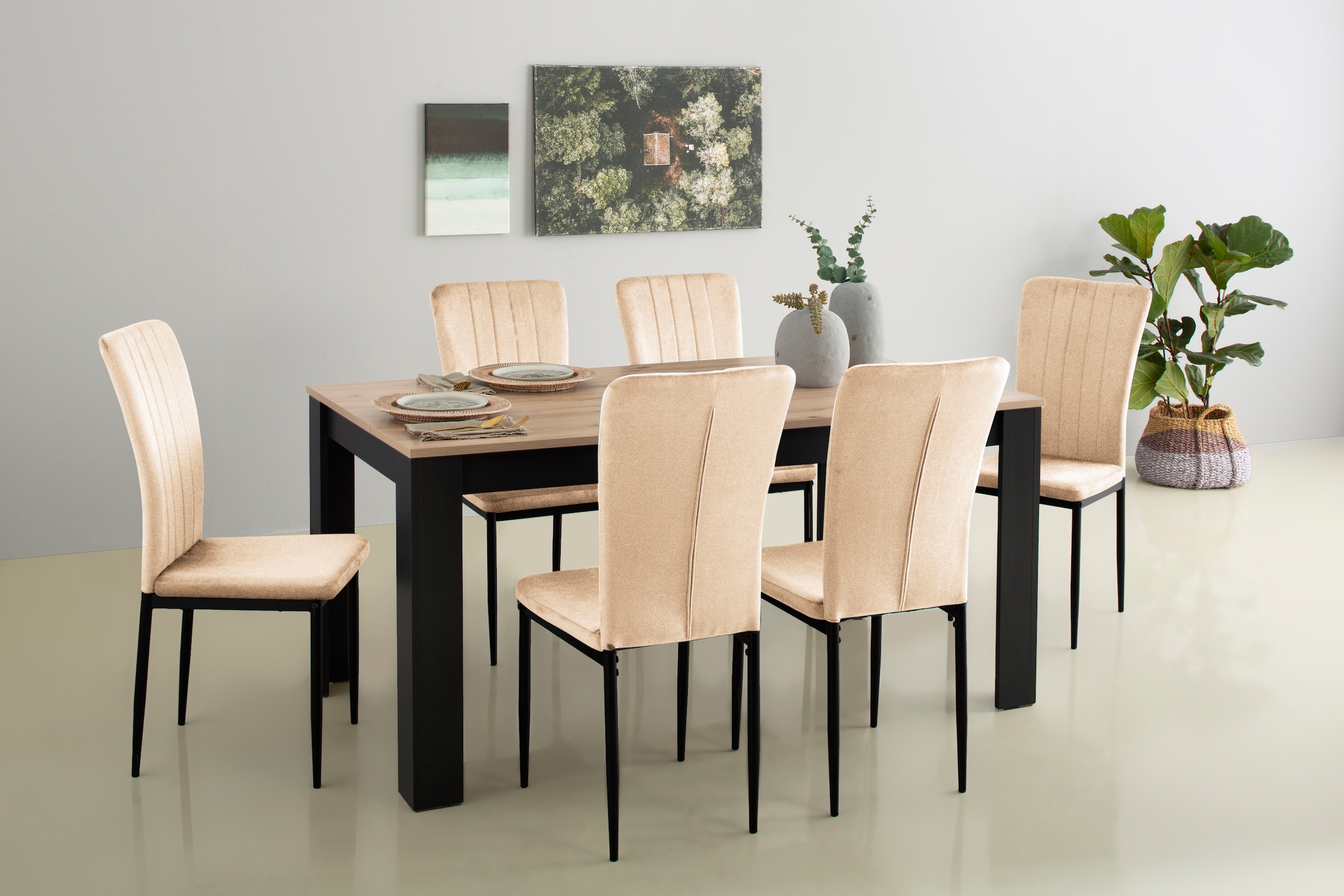 Home affaire Essgruppe »Bergamo«, (Set, 7 tlg.), 7-teilige Tischgruppe mit  modernem Esszimmerstuhl und Esstisch online kaufen | UNIVERSAL