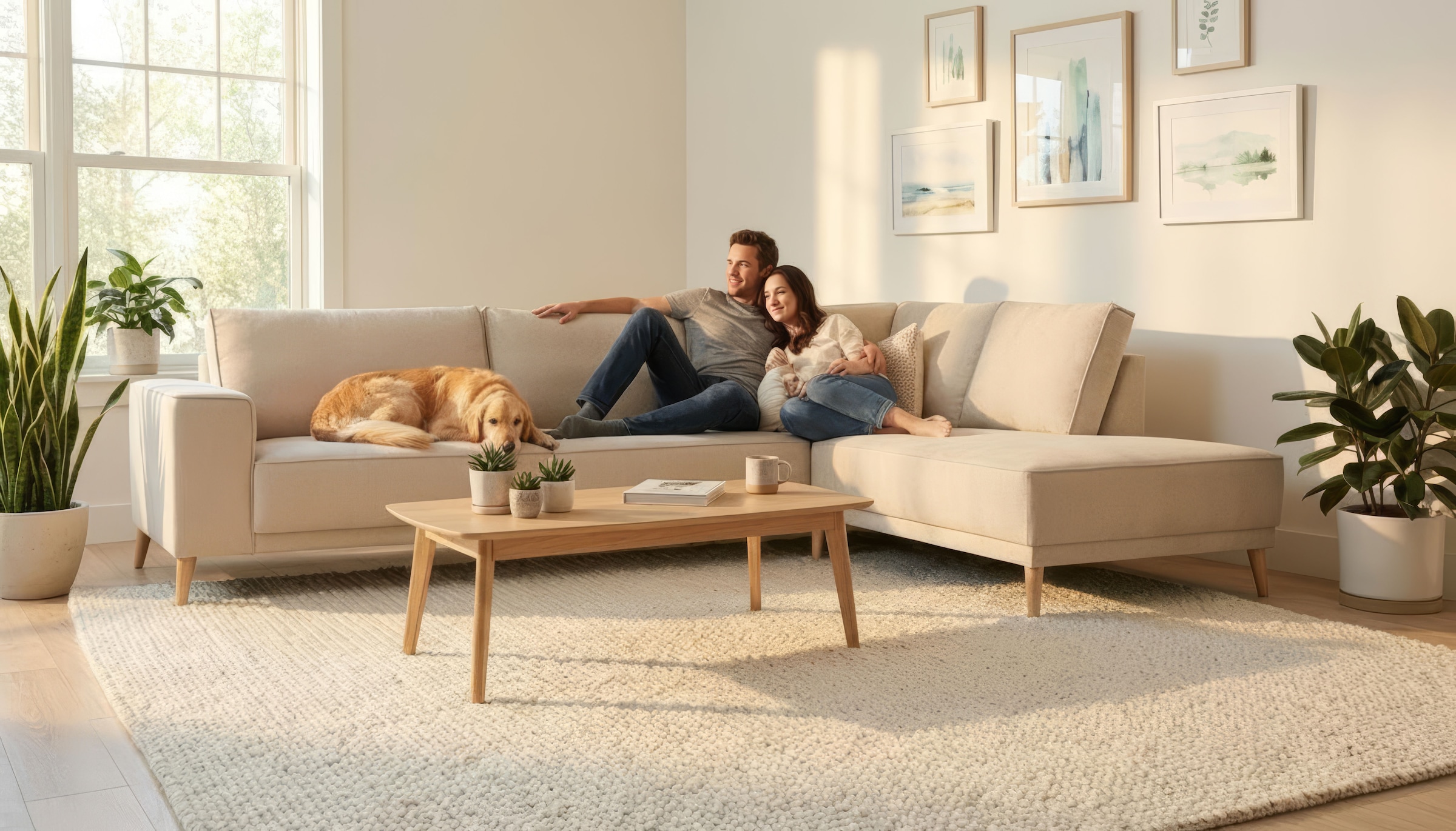 OTTO home Ecksofa »Oland Skandi, weicher Chenille-Stoff« L-Form, 289 cm, Wellenunterfederung, Skandi-Design, Massivholzfüße