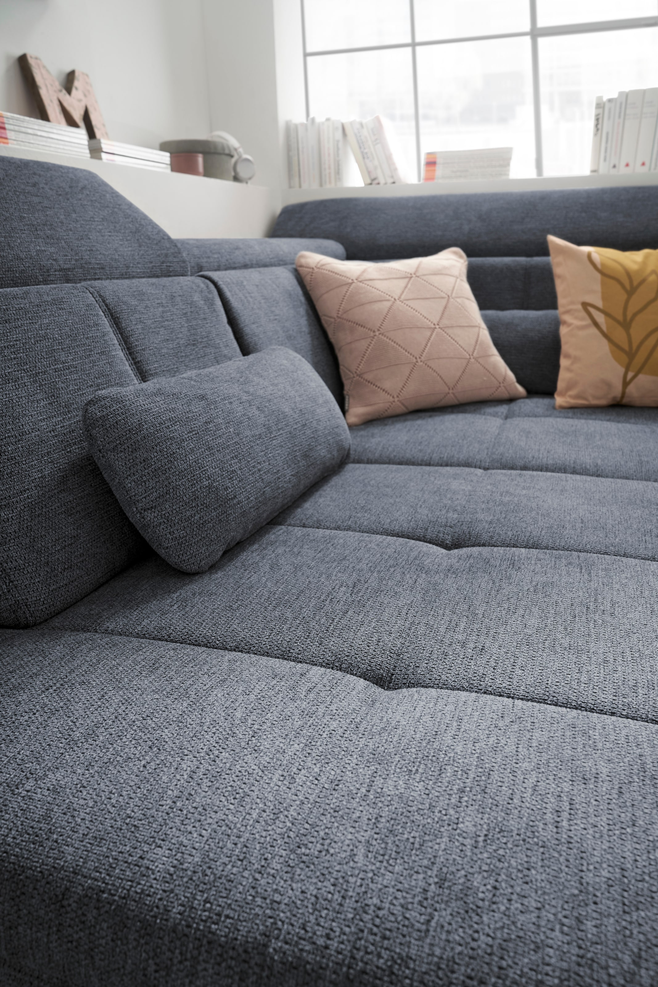 set one by Musterring Ecksofa »SO 3400 Sitzhöhe 47cm oder 49cm, Sitztiefe verstellbar, B/T 317/220 cm«, Kaltschaumpolsterung, Flachgewebe, whlw. mit Funktionen, Sitzhöhe 47