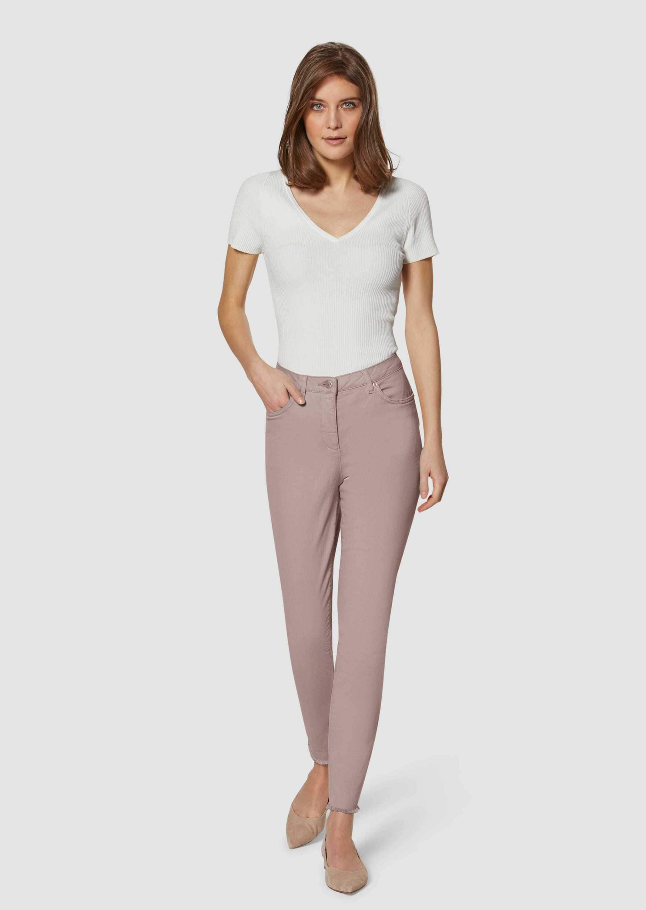 MADELEINE Regular-fit-Jeans »Jeans Mid Waist Skinny-Hose mit Fransen«