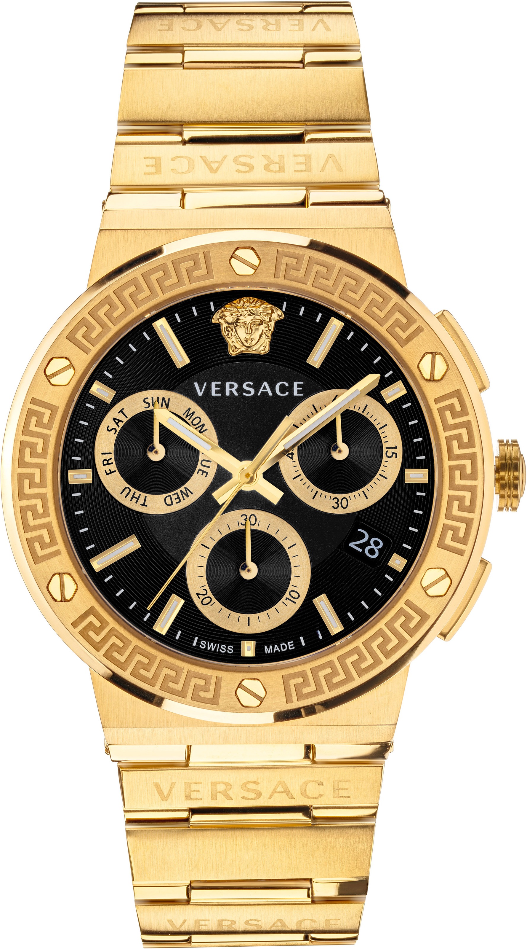 Versace Chronograph »GRECA LOGO CHRONO«, Quarzuhr, Armbanduhr, Herrenuhr, Saphirglas, Stoppfunktion, Swiss Made