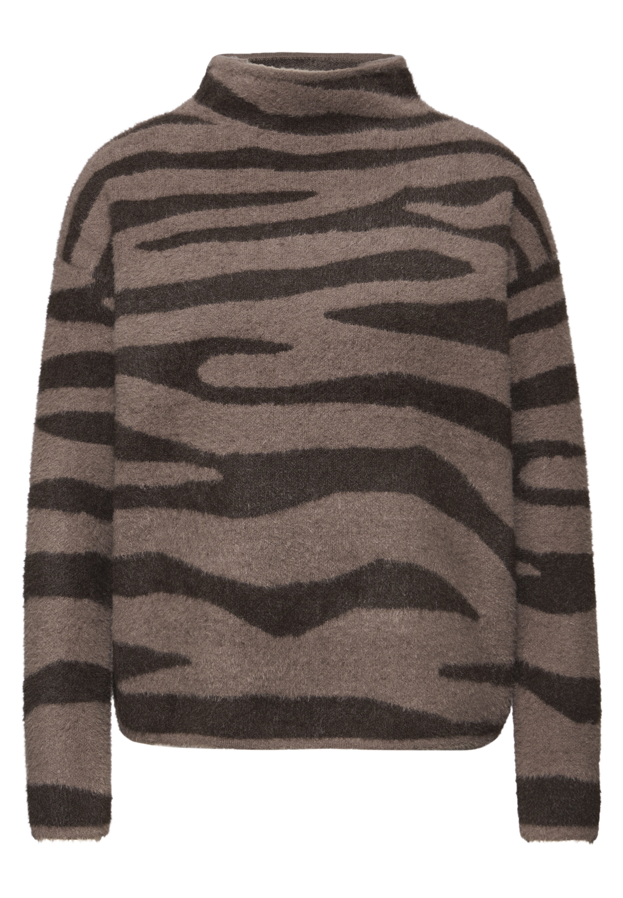 STREET ONE Strickpullover mit Animal Print, bequeme Passform