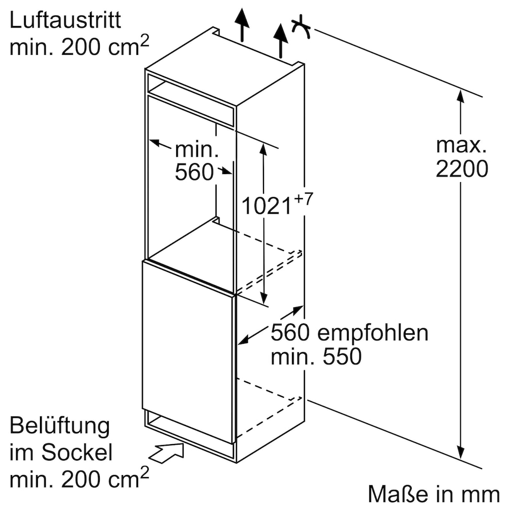 NEFF Einbaukühlschrank »KI2322FE0«, KI2322FE0, 102,1 cm hoch, 56 cm breit