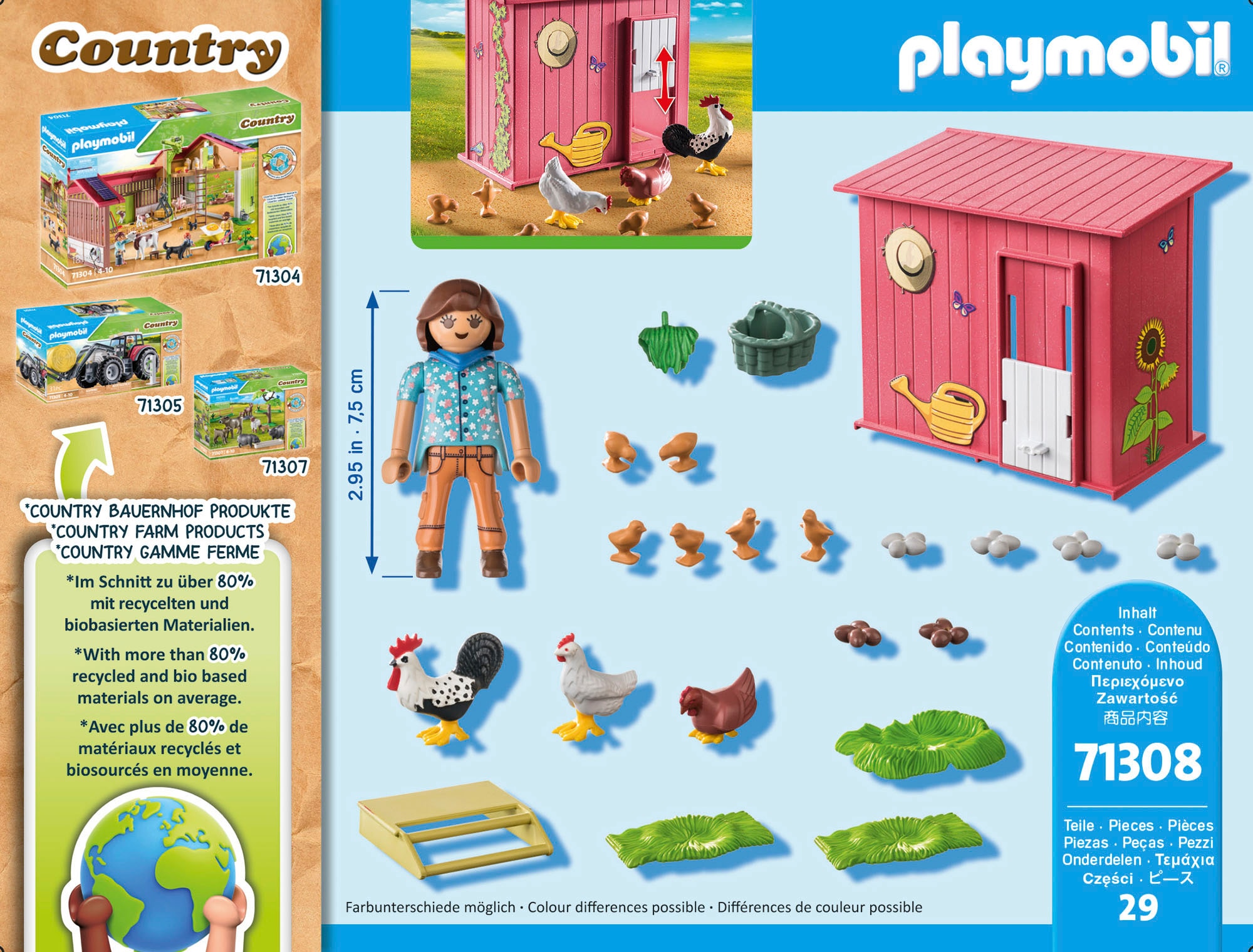 Playmobil® Konstruktions-Spielset »Hühner mit Küken (71308), Country« teilweise aus recyceltem Material; Made in Germany