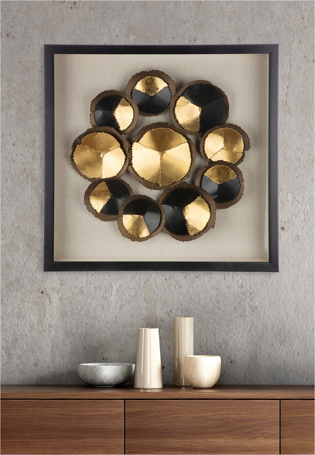 GILDE Metallbild »Bild quadratisch Cut  schwarz« klassische Fantasie 1 Stk. tlg. Modern abstrakte Kunst geometrisches Muster Designbild Metalloptik