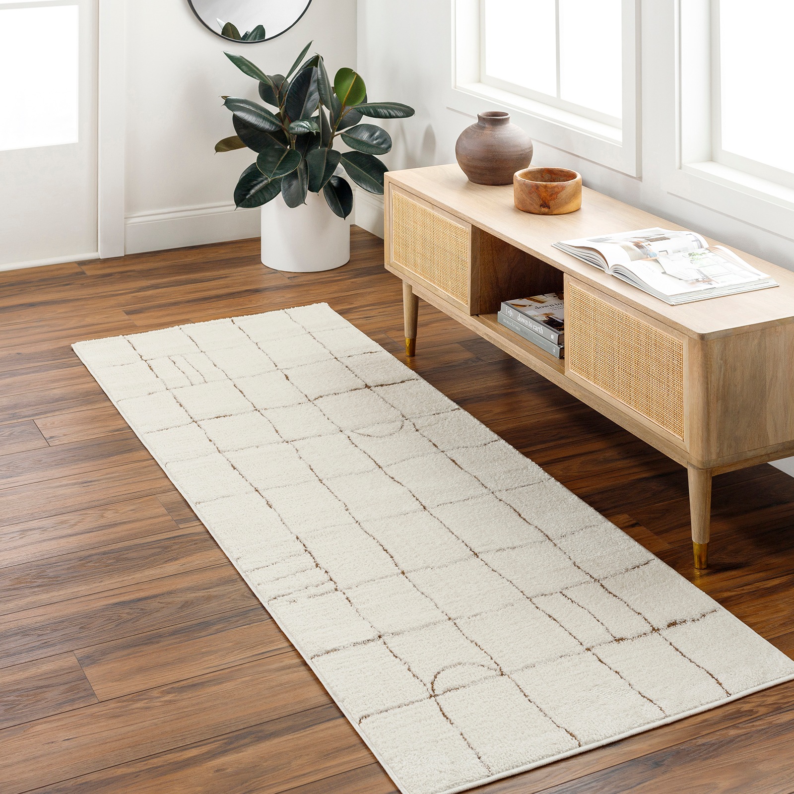 Livabliss Teppich »INCHON« rechteckig 14 mm Höhe Skandinavischer Teppich mit Karomuster, Kurzflor Wohnzimmerteppich