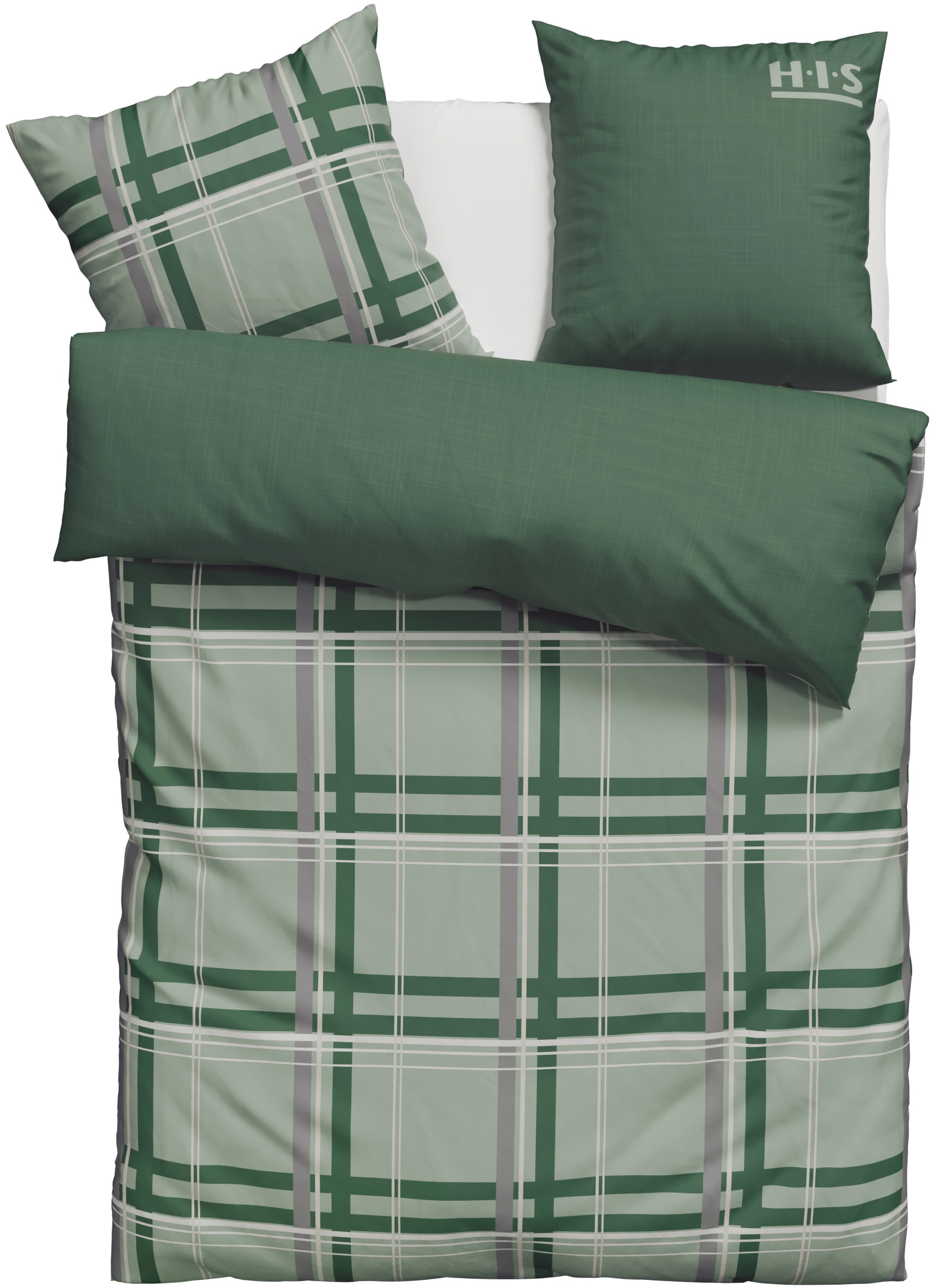 H.I.S Wendebettwäsche »Talin« 2 Stk. NEUHEIT in Gr. 135x200 oder 155x220 cm, 100% Baumwolle, Karo-Design