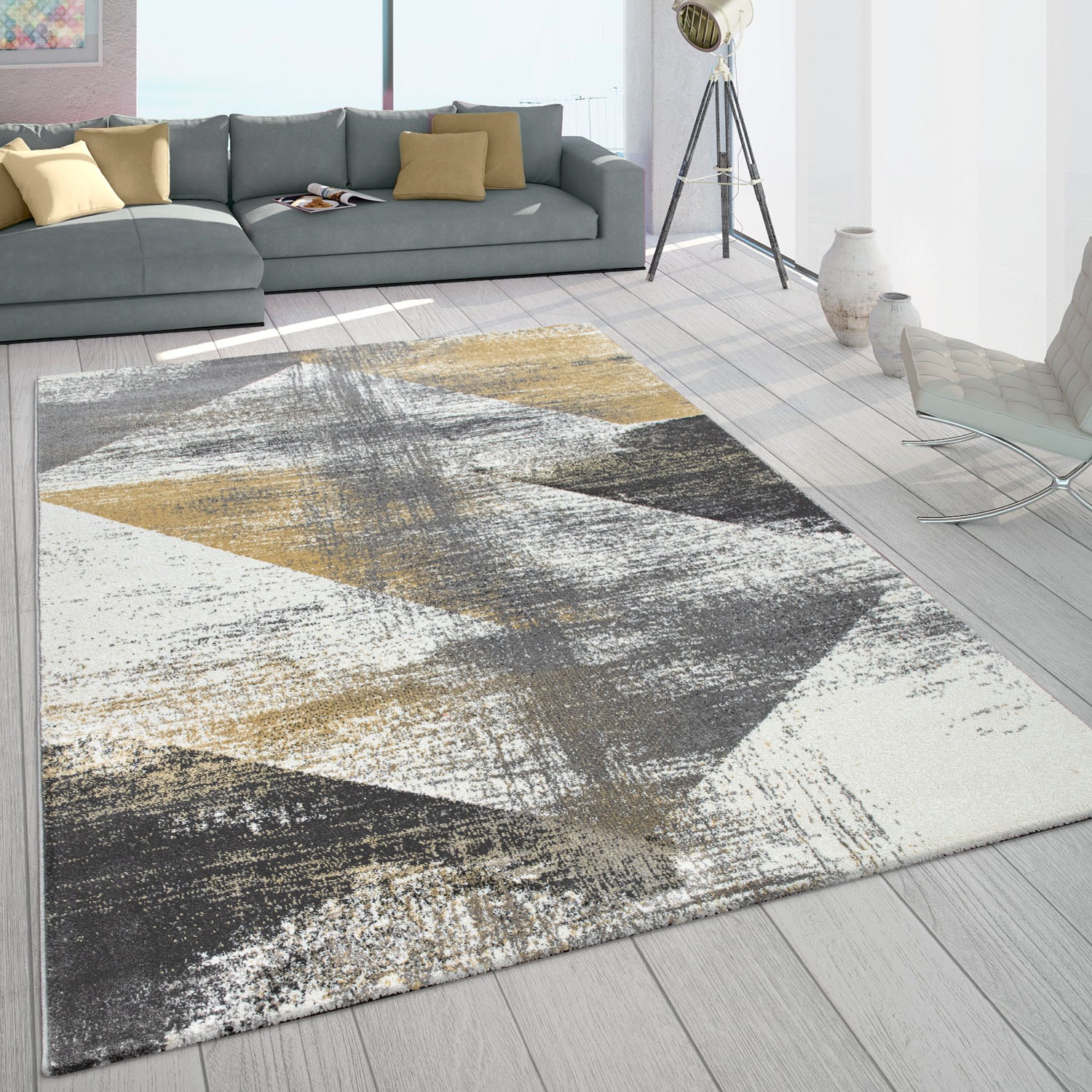 Paco Home Teppich »Mero 102«, rechteckig, 16 mm Höhe, Kurzflor, modernes Design, Pastell-Farben, Used-Optik