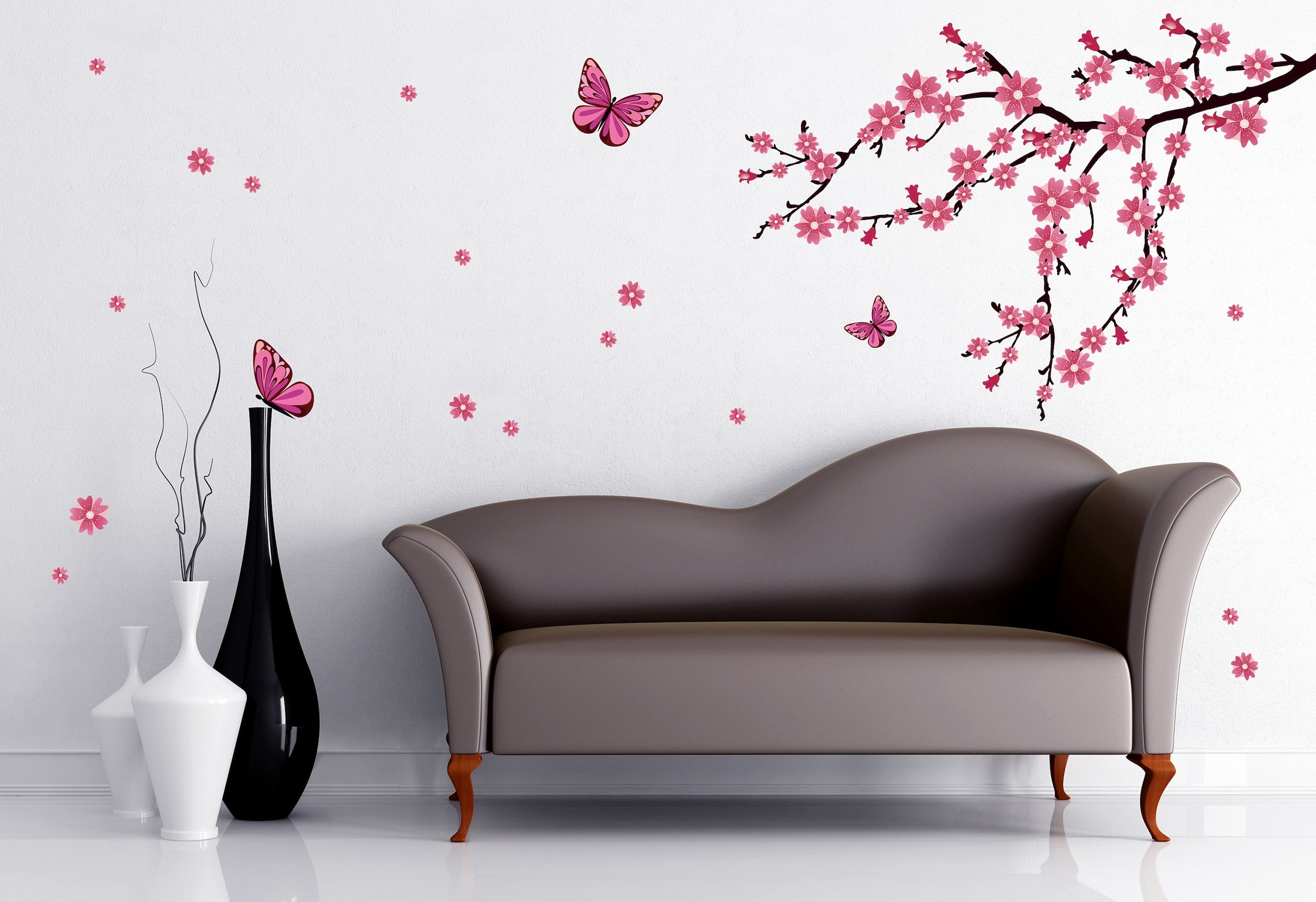 Wall-Art Wandtattoo »Kirschblüten Schmetterlingen« mit bestellen bequem