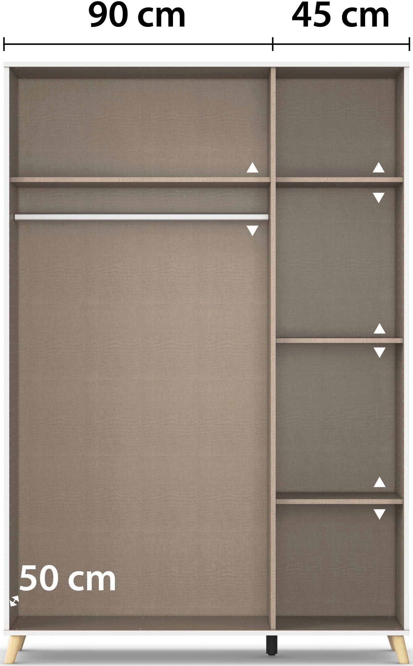 rauch Kleiderschrank »Ottos Choice Skandi Kinderzimmer Bestseller Schlafzimmerschrank FALUN« Breite 137/182, Höhe 203 cm,  im modernen Skandi-Look, Füße/Griffe Eiche massiv MADE IN GERMANY