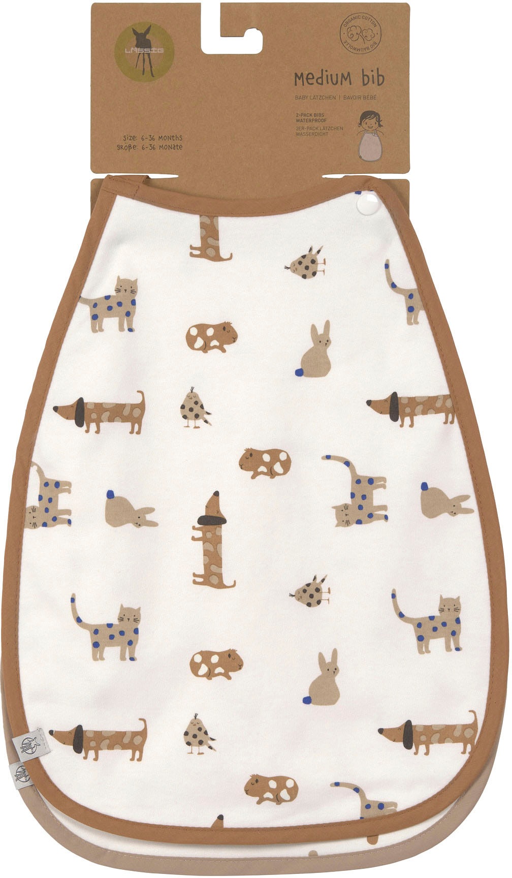 LÄSSIG Lätzchen »Little Mateys, royal blue«, (Set, 2 St.), extra groß; Vorderseite aus Biobaumwolle
