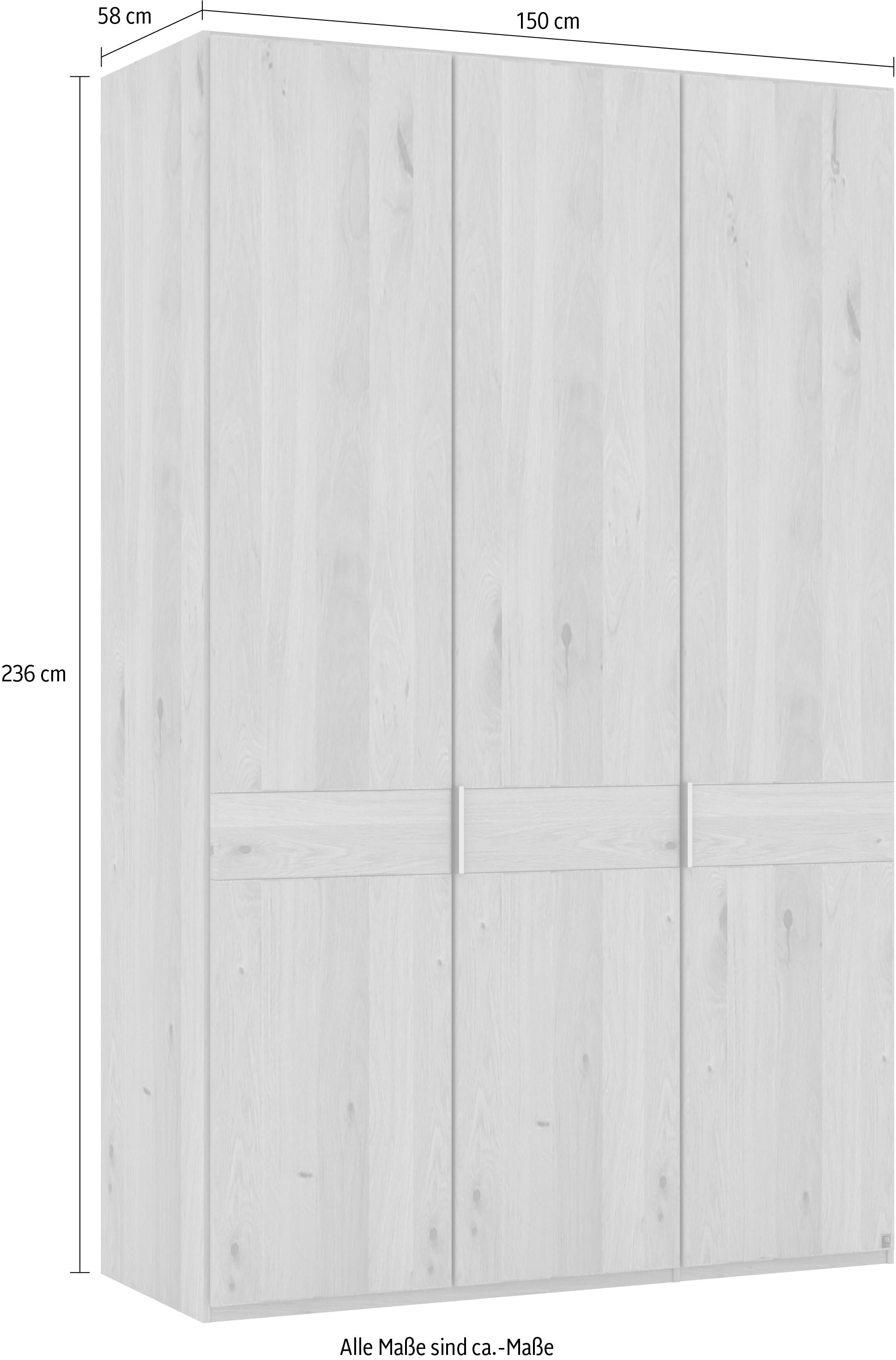 Musterring Drehtürenschrank »Savona, Kleiderschrank, Schrank, Garderobe, teilmassiv Eiche«, (mit Türdämpfern, in 5 Breiten & 2 Höhen, extra Böden, MADE IN GERMANY), Türen in Bianco-Eiche massiv, mit Querriegel, verschiedene Größen