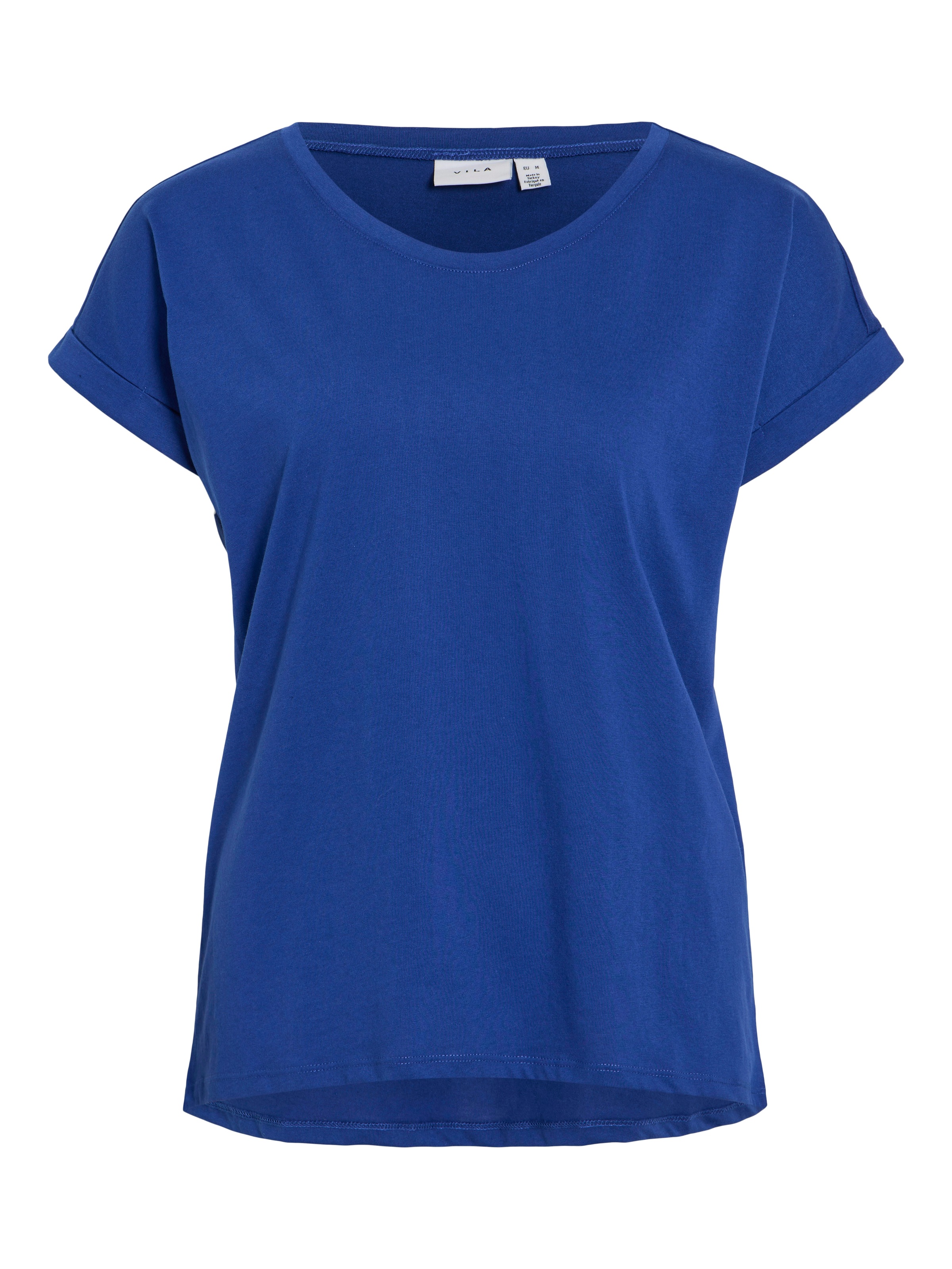 Vila Rundhalsshirt »VIDREAMERS NEW PURE T-SHIRT/SU-NOOS«, Basic Damen-T-Shirt mit Rundhalsausschnitt und umgeschlagenen Ärmeln