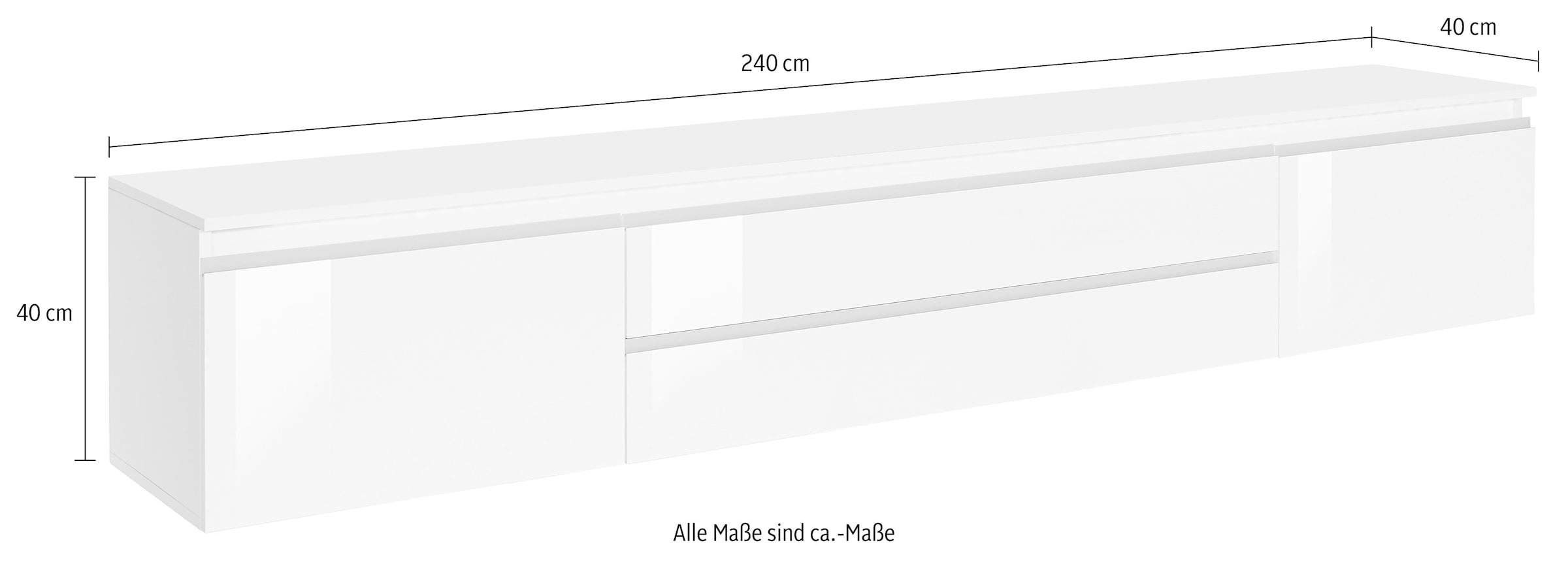 INOSIGN Lowboard »Magic,Lowboard,TV-Kommode,TV-Möbel,TV-Bank«, mit 2 Türen und 2 Schubkästen (B/T/H) 240x40x40 cm