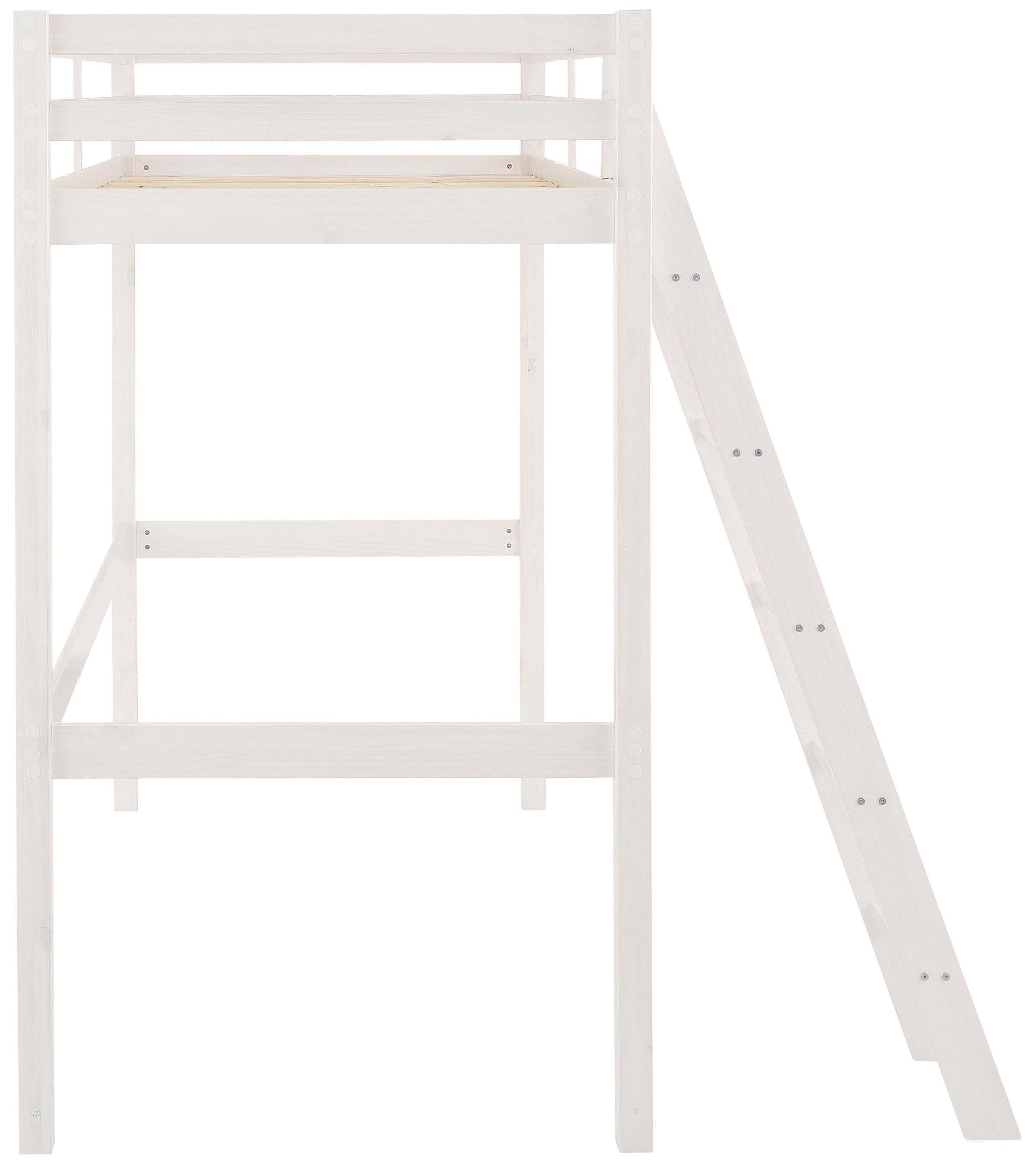 Lüttenhütt Kinderbett »Alpi, Hochbett, Stellfläche unter dem Bett« Kiefernholz, Inklusive Leiter und Lattenrost, Liegefläche 90x200 cm