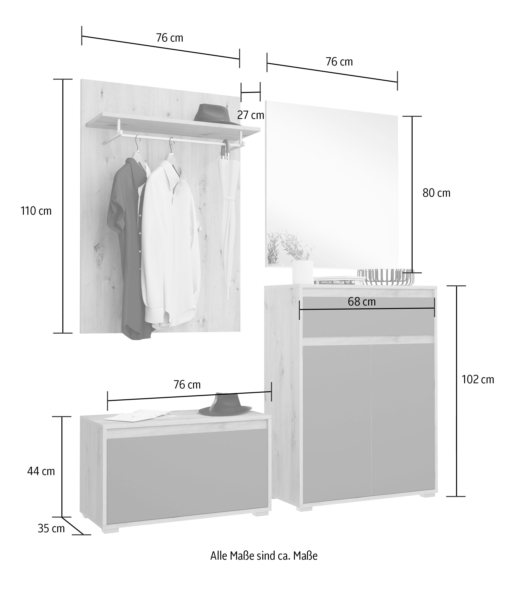 (Set), bestellen 4-tlg. »Trosa«, INOSIGN Garderoben-Set | UNIVERSAL online