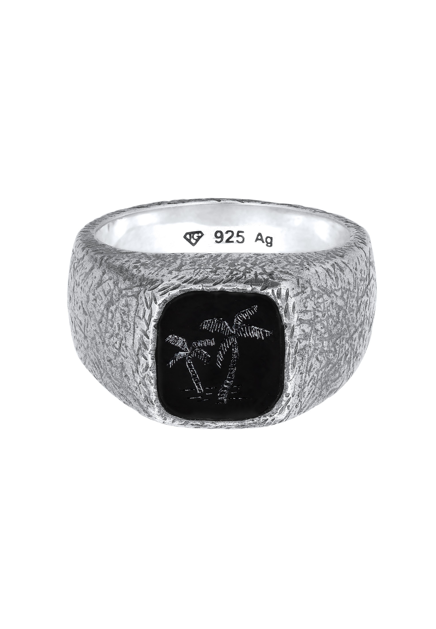 HAZE & GLORY Siegelring »Ring Siegelring Palme Onyx Schwarz 925 Sterling Silber«