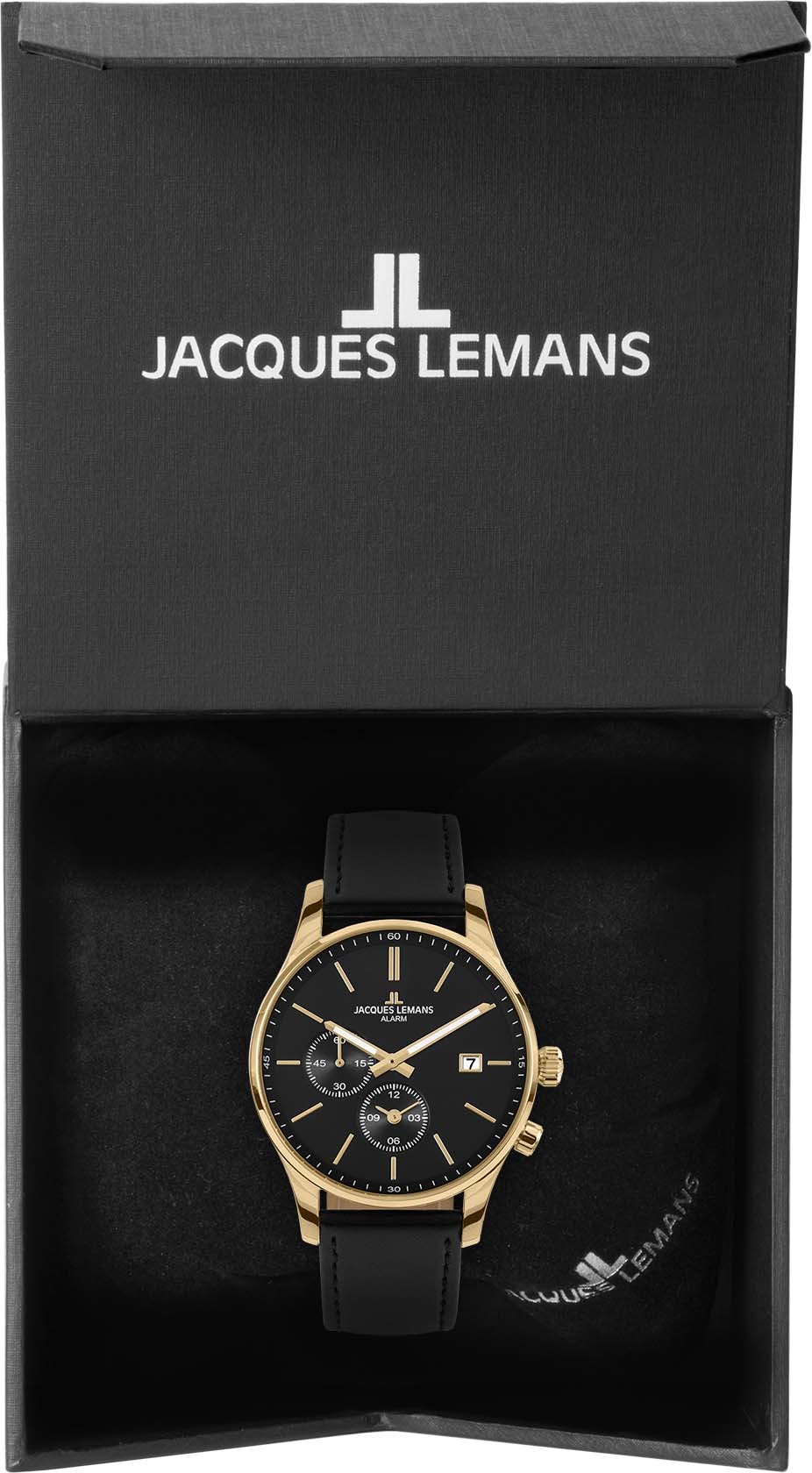 Jacques Lemans Quarzuhr »London, 1-2125C«, Armbanduhr, Herrenuhr, Datum, Leuchtzeiger, Lederarmband