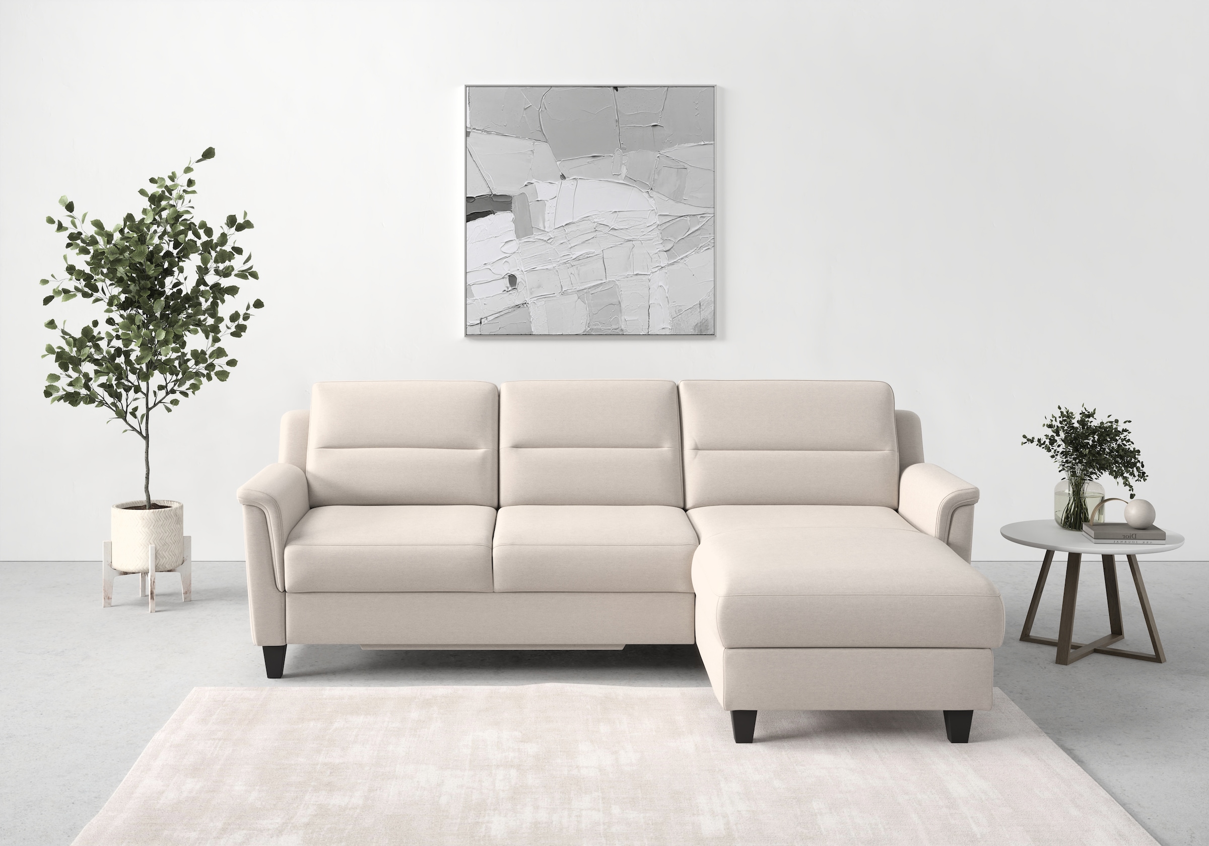 sit&more Ecksofa »Farö L-Form«, inklusive Federkern, wahlweise mit Bettfunktion und Bettkasten