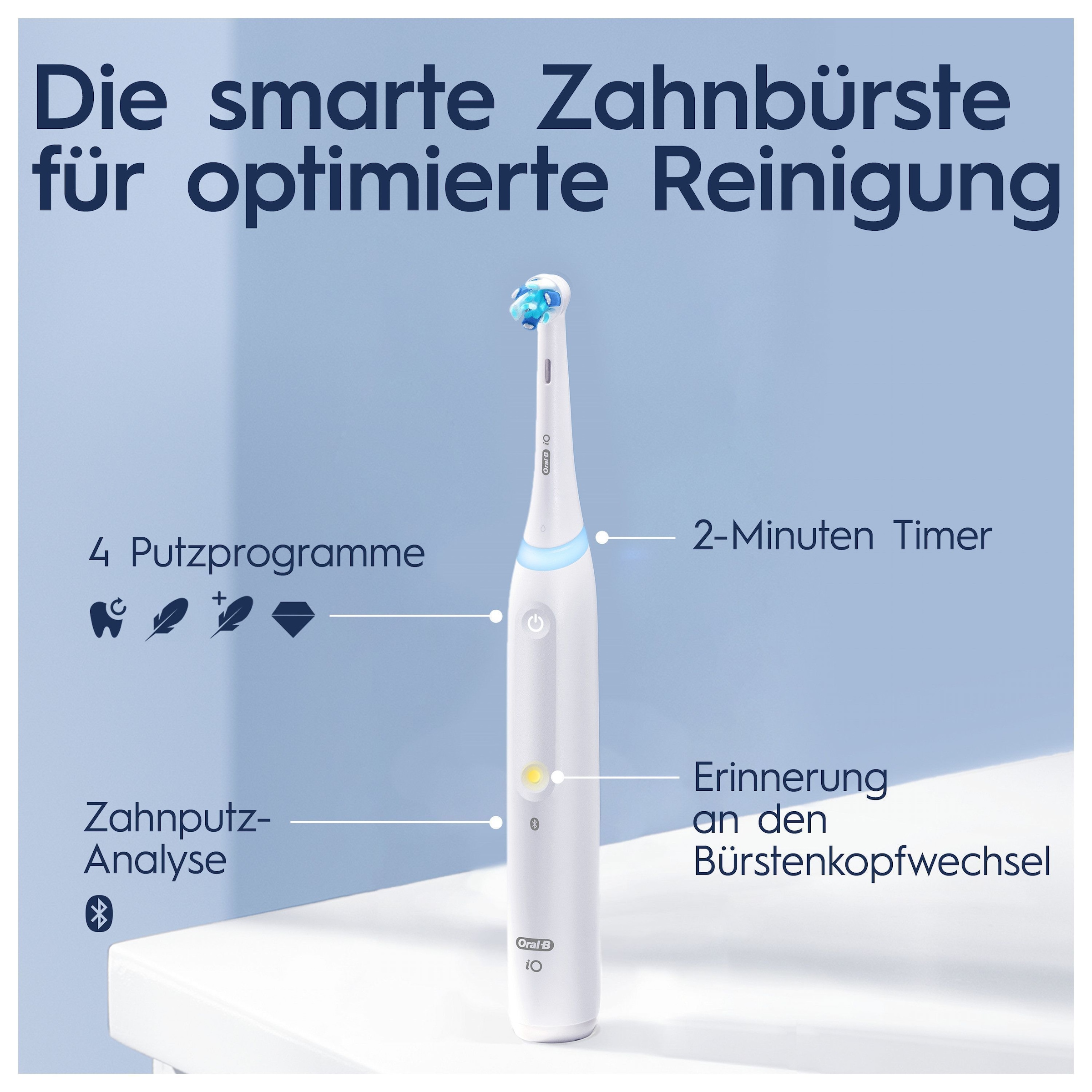 Oral-B Elektrische Zahnbürste »iO 4«, 1 St. Aufsteckbürsten, mit Magnet-Technologie, 4 Putzmodi, Reiseetui