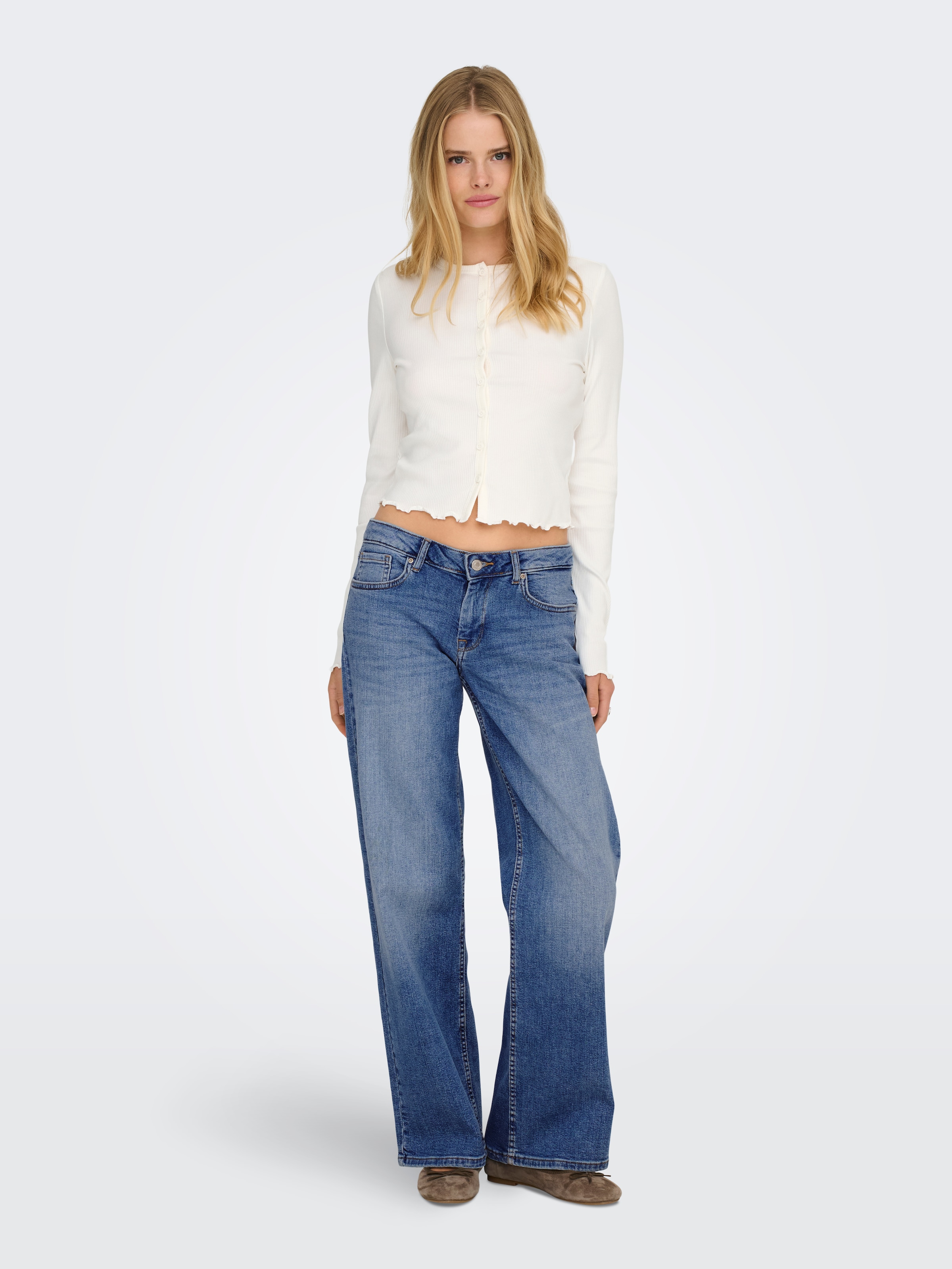 ONLY Weite Jeans »ONLJUDY-O LW WIDE LEG DNM TAI712 NOOS« niedrige Leibhöhe, weite Beinform