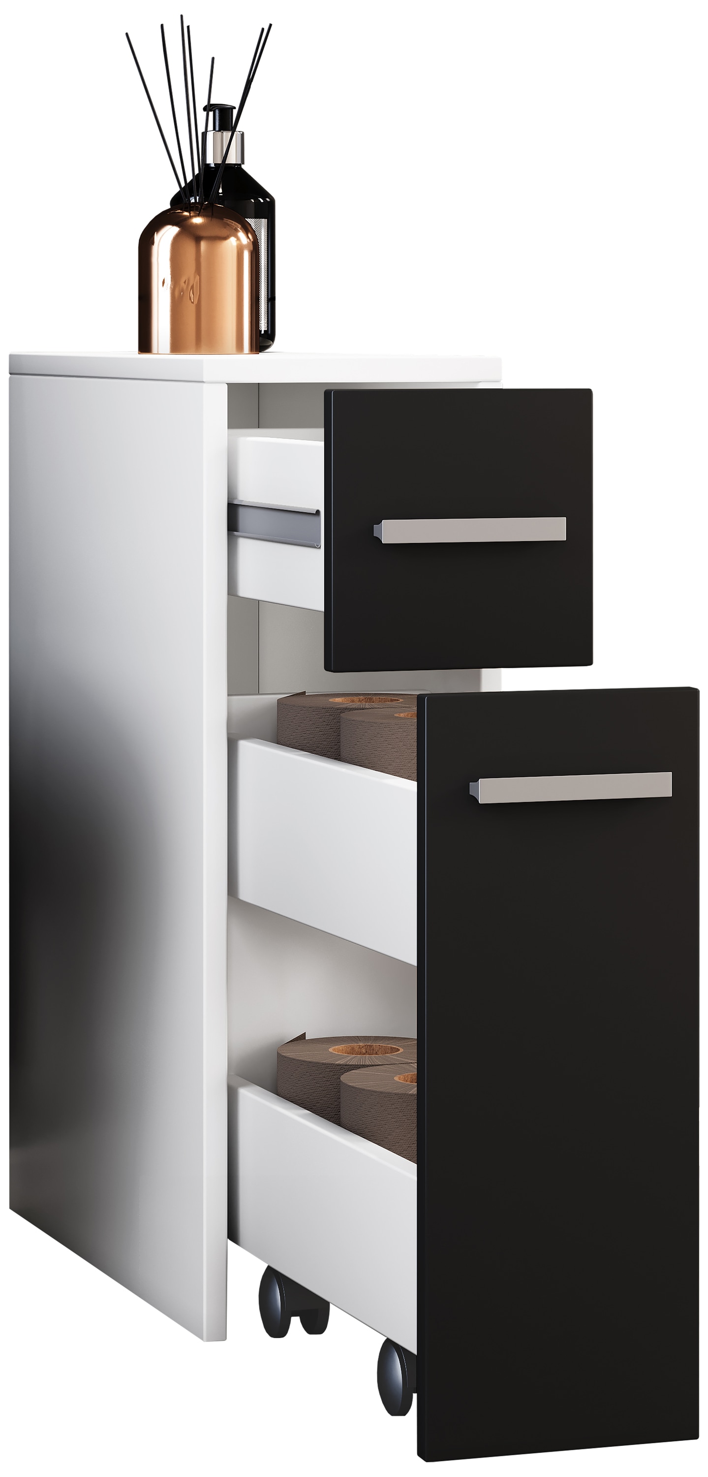 VCM Hochschrank »VCM Holz Midischrank | Nischenschrank | Maße: H. 61 x B. 20 x T. 45 cm | Raumteiler | 2 Schubladen - Zalo«, (1 St.)