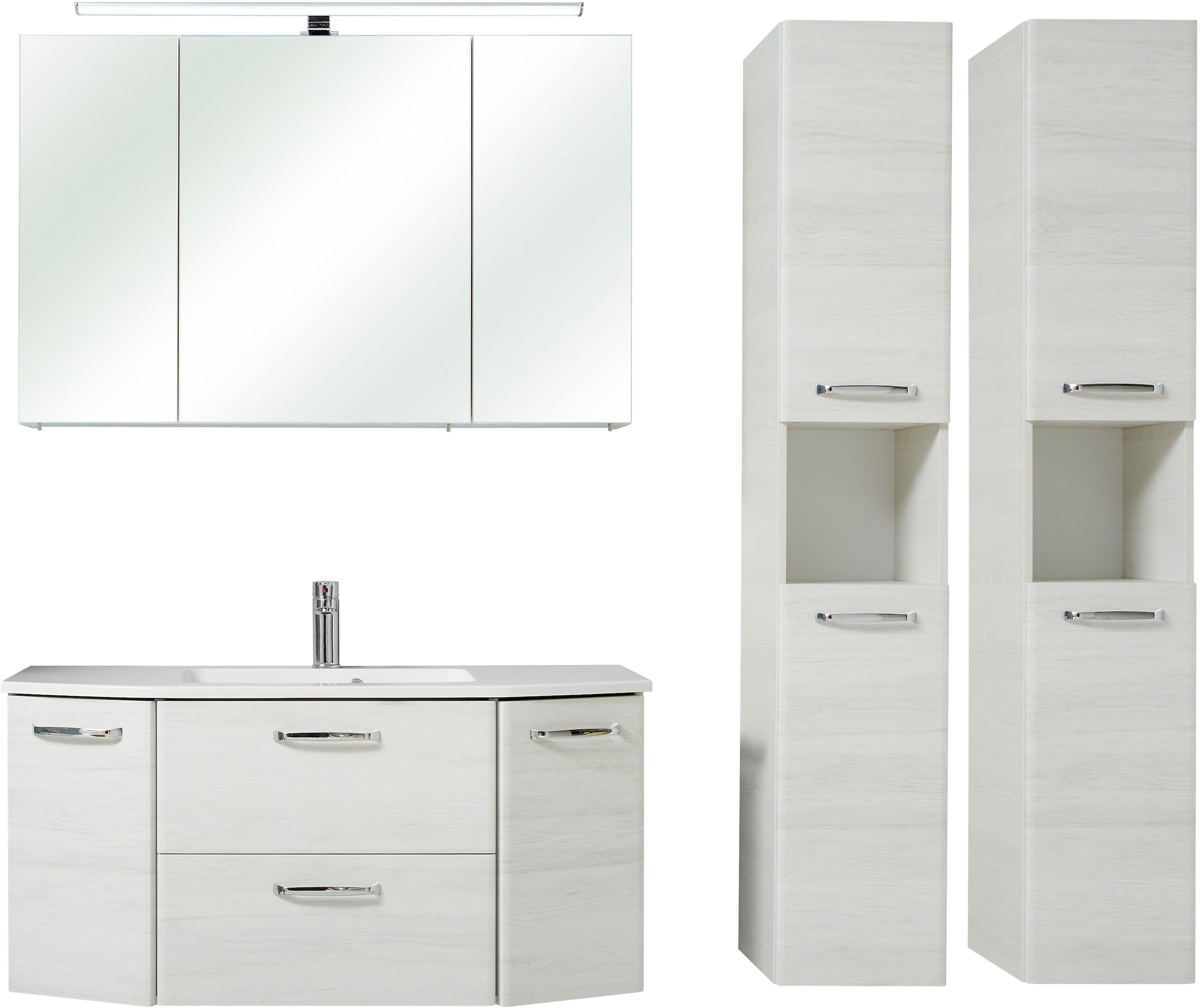 Saphir Badmöbel-Set »Quickset 936 4-teilig, Mineralmarmor-Waschtisch und LED-Spiegelschrank« Set, 4 Stk. tlg.