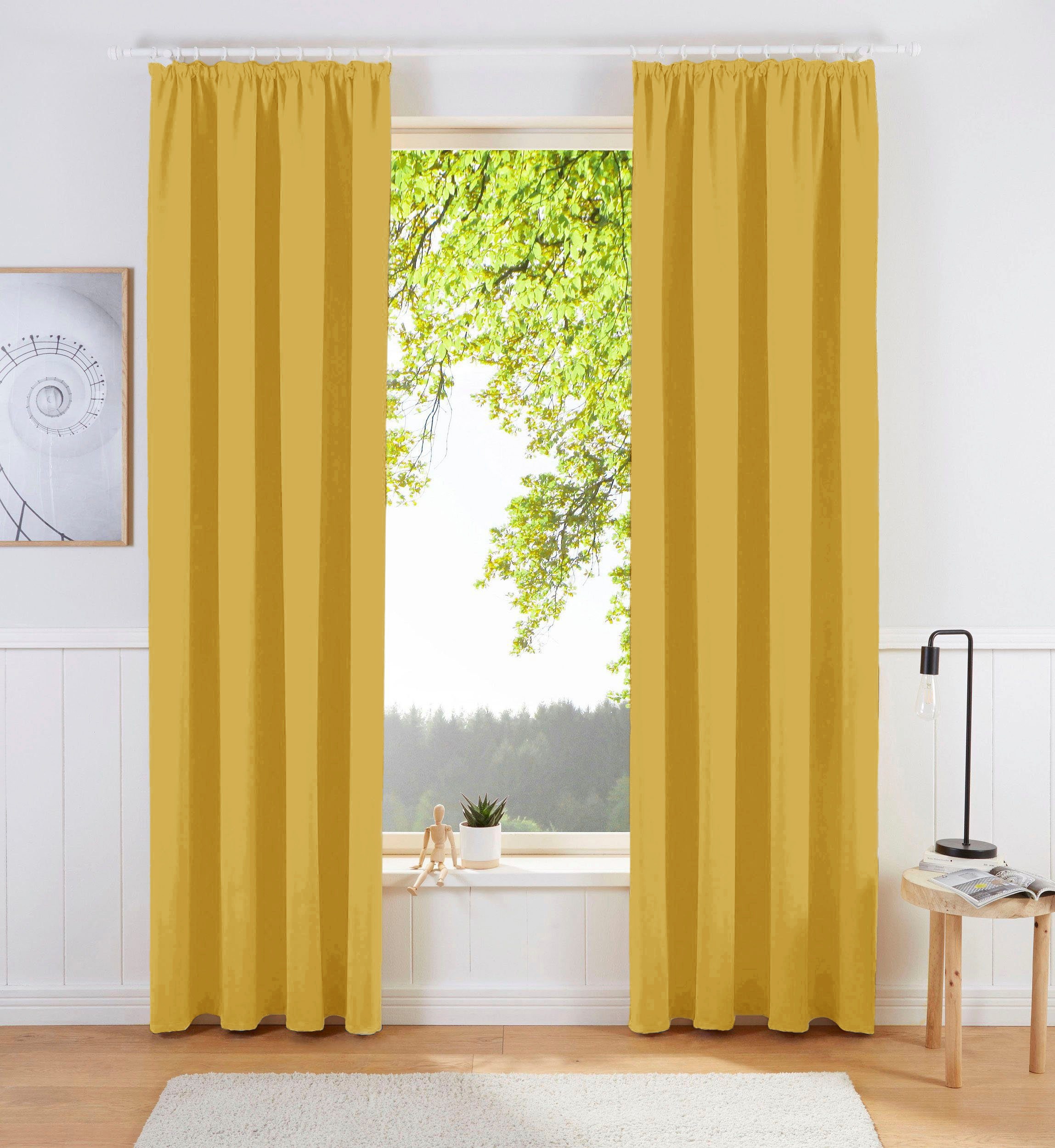 OTTO home Vorhang "SOLA, Kräuselband, 1& 2er Pack, blickdicht/verdunkelnd, Topseller" Kräuselband 1 Stk. tlg. Breite:130 cm, 1 Schal, einfarbig, Verdunkelung