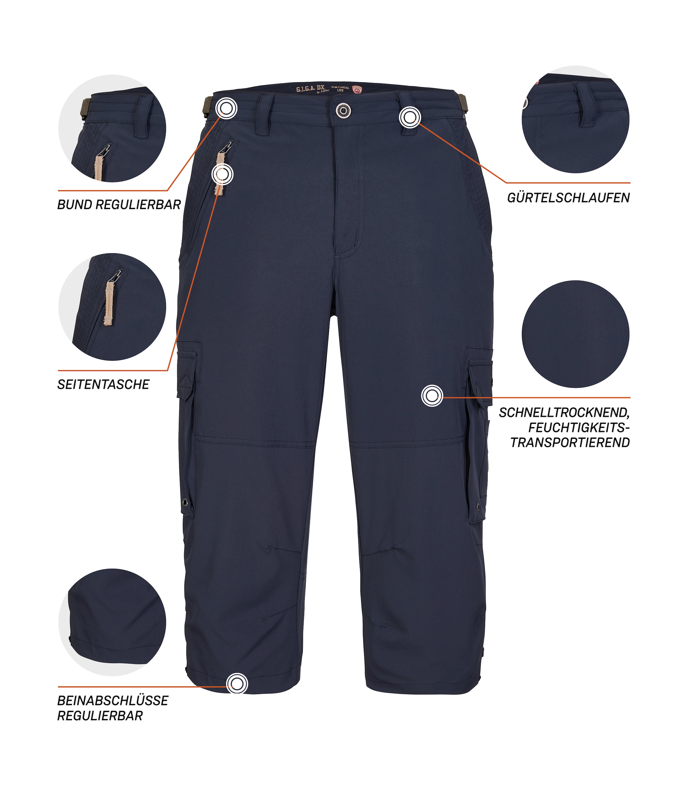 G.I.G.A. DX by killtec 3/4-Hose »GS 35 MN PNTS«, Leichte, schnelltrocknende 3/4 Hose mit verstellbarem Bund und Taschen