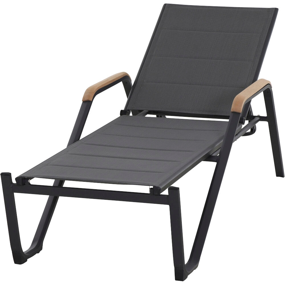 Siena Garden Gartenliege »Tesoro«, Alu, Textil, Teakholz, matt-anthrazit
