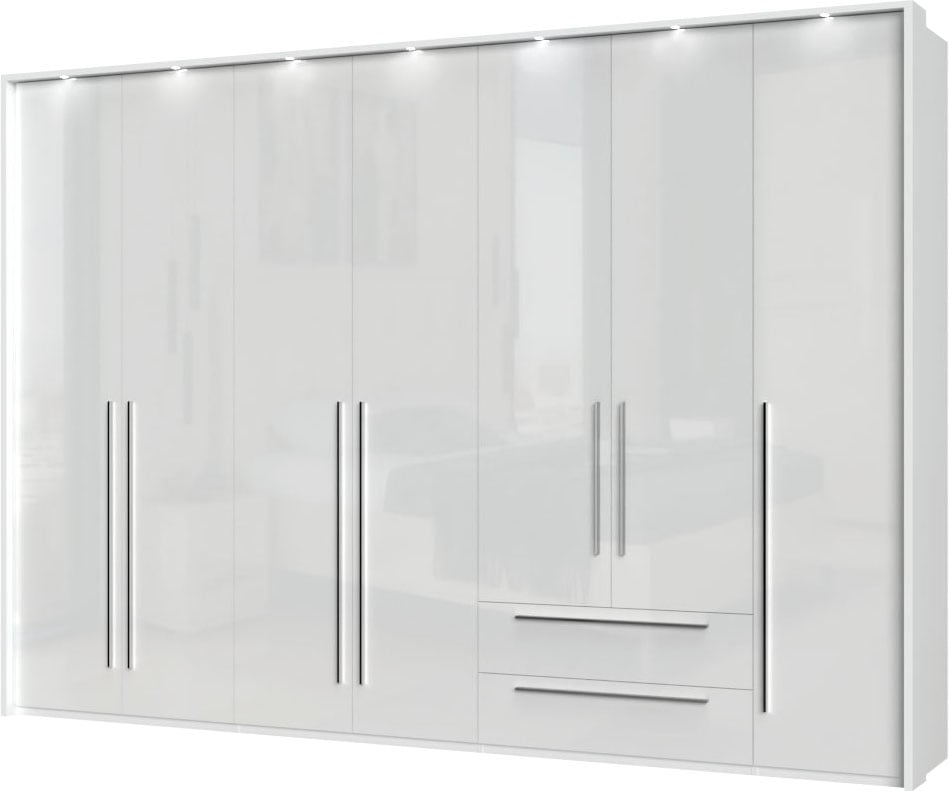 Places of Style Drehtürenschrank »Piano«, weiß, verschiedene Breiten mit 2 Schubladen, inklusive Beleuchtung