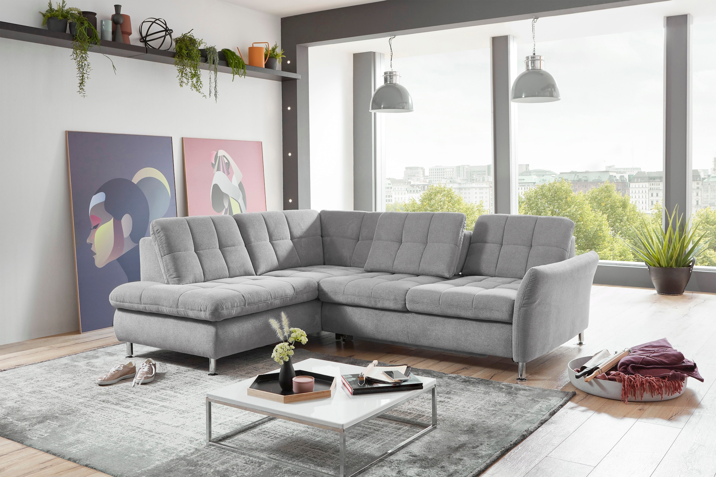Die PlanBar Ecksofa »MP-IN20016 L-Form mit Kaltschaum-Polsterung« wahlweise mit Kopfstützen und Bettfunktion, mit Kaltschaum-Polsterung