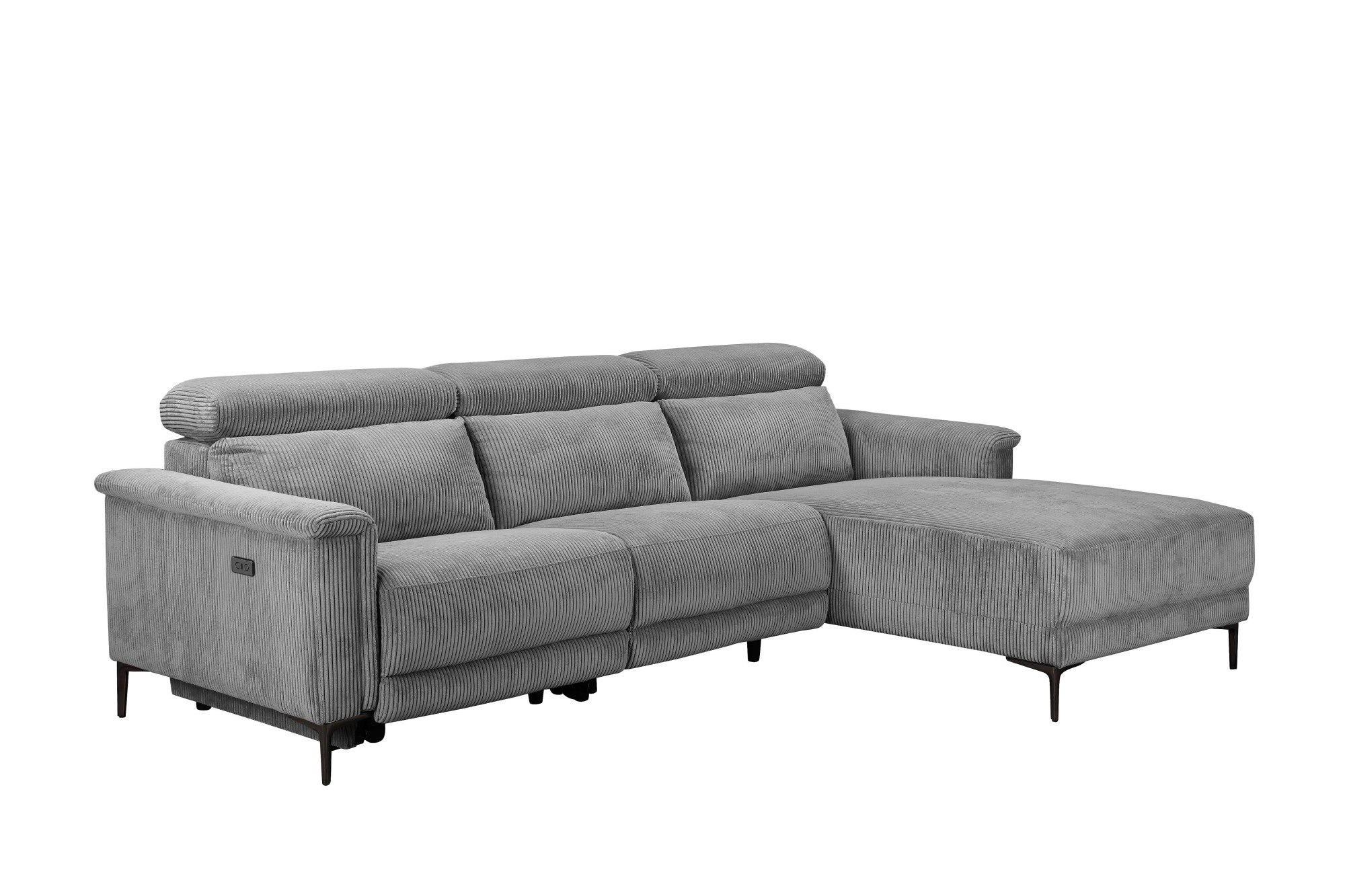 Places of Style Ecksofa »Lund in Cord, L-Form, 261 cm, manuelle und elektr. Relaxfunktion,«, USB-A und Kopfteilverstellung