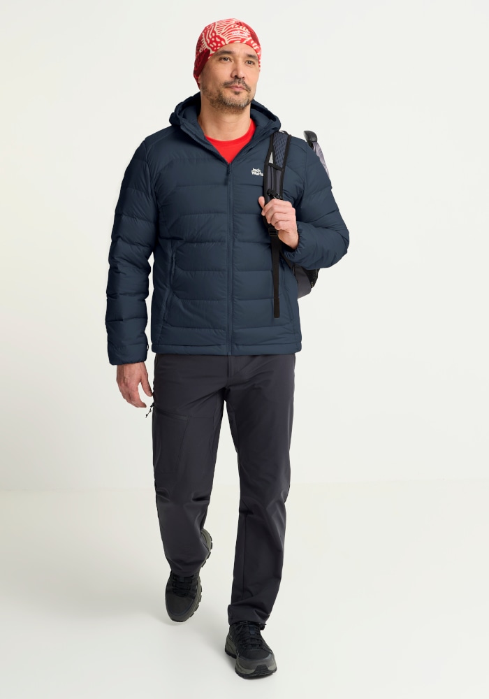 Jack Wolfskin Daunenjacke »WILD PASS DOWN HOODY M RDS« mit Kapuze mit Kapuze, 3-in-1-kompatibel, warm gefüttert