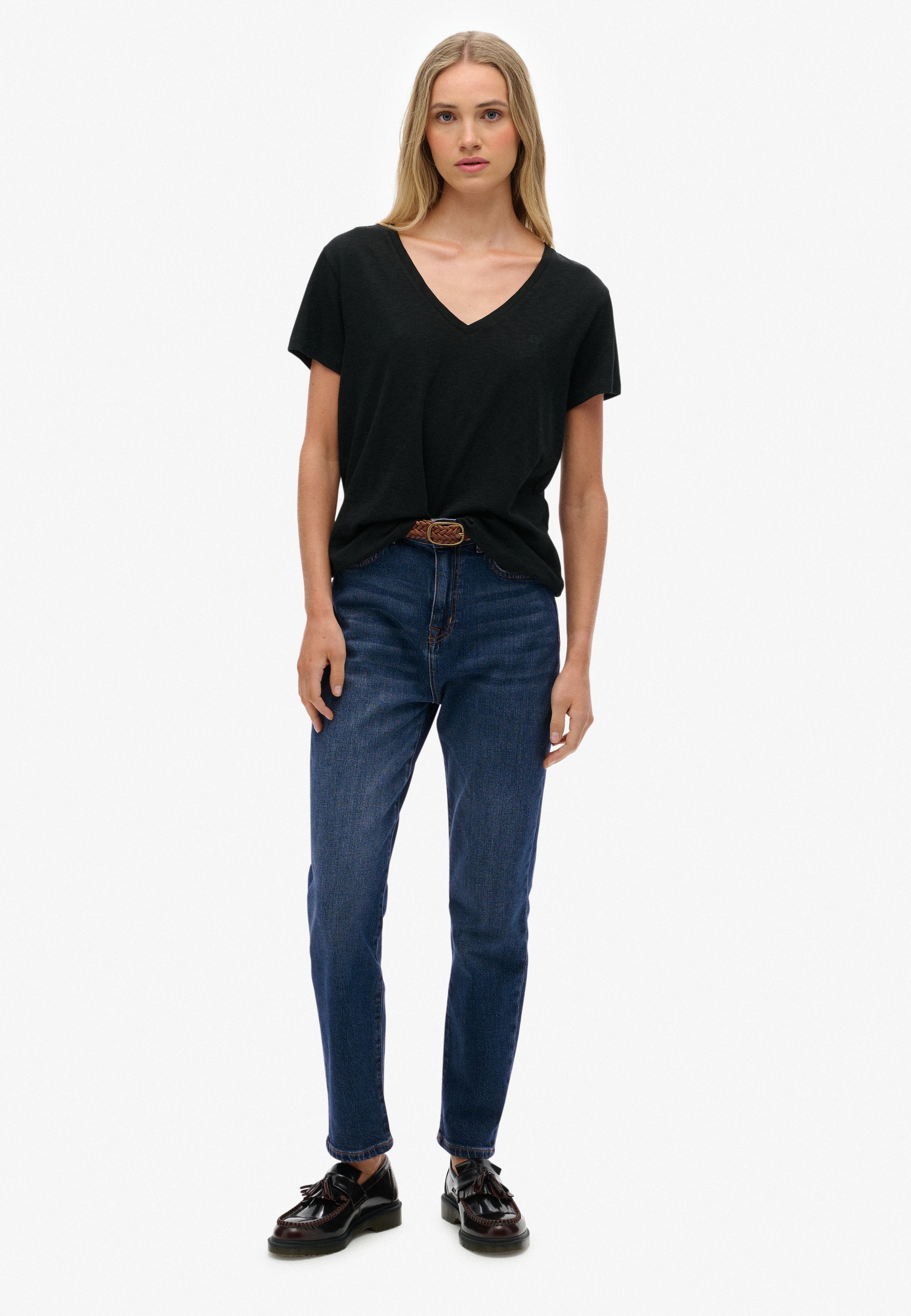 Superdry T-Shirt »STUDIOS SLUB EMB VEE TEE« Baumwollmischung, relaxed fit