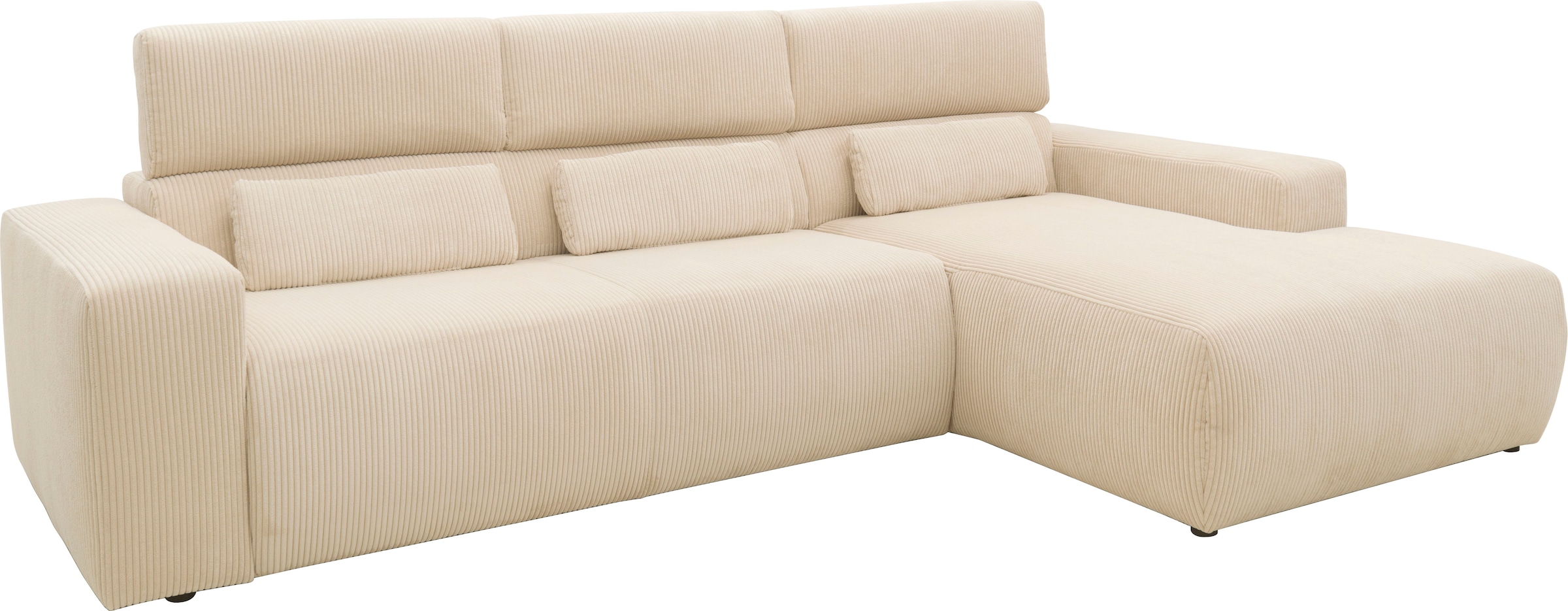 DOMO collection Ecksofa »Brandon B/T: 289/177 cm, belastbar bis 140kg/ Sitz, L-Form«, ohne Sitztiefenverstellung, Cord, creme