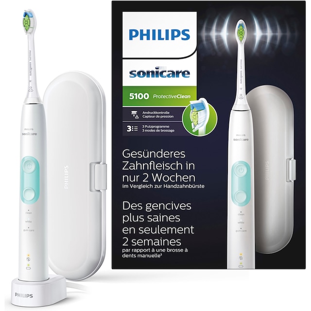 Philips Sonicare Elektrische Zahnbürste »ProtectiveClean 5100«, 1 St.  Aufsteckbürsten, Schallzahnbürste, Drucksensor, 3 Programme mit 3 Jahren  XXL Garantie